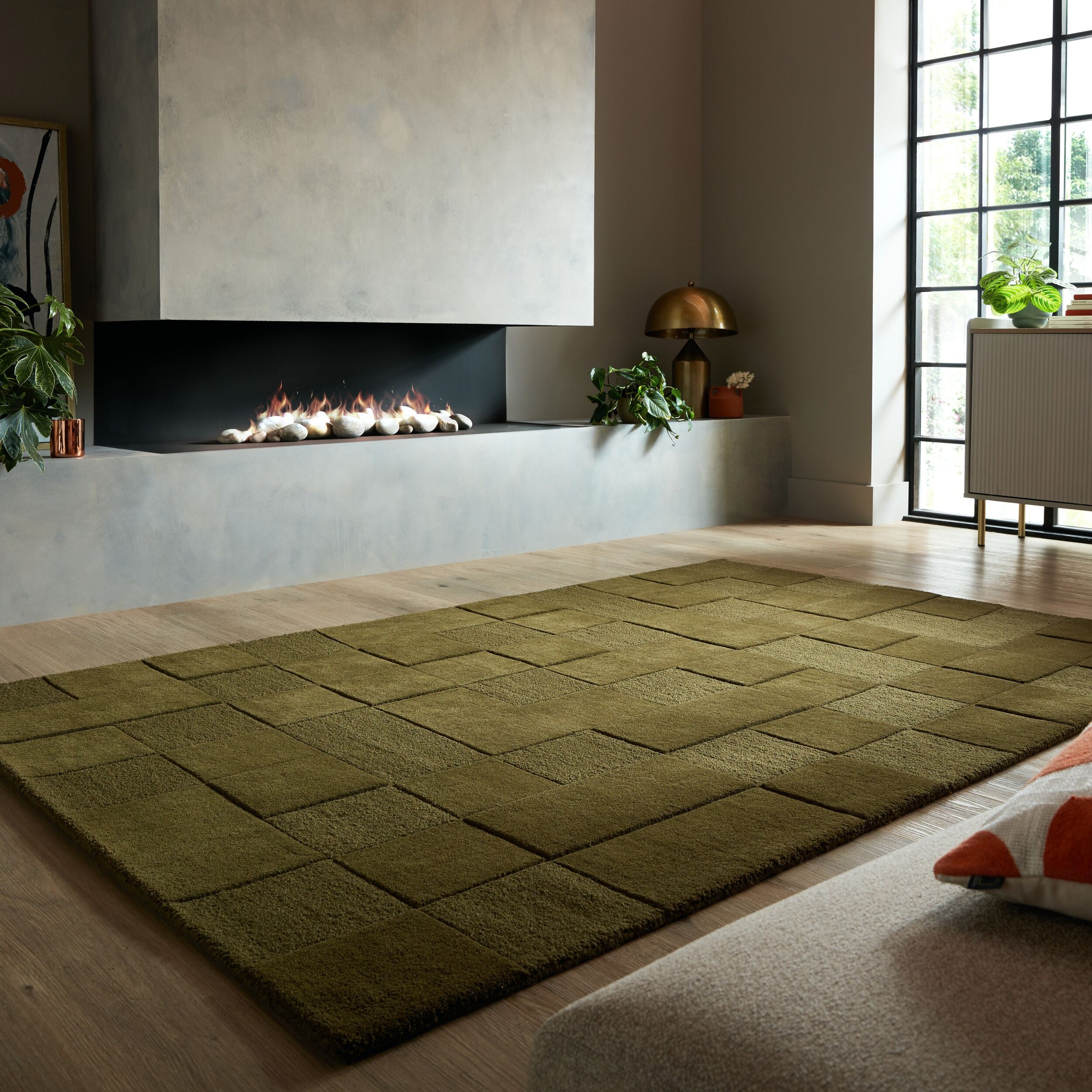 FLAIR RUGS Wollteppich »Checkerboard, Schachbrettmuster«, rechteckig, 10 mm Höhe, Modern mit Schachbrettmuster und Hoch-Tief-Effekt