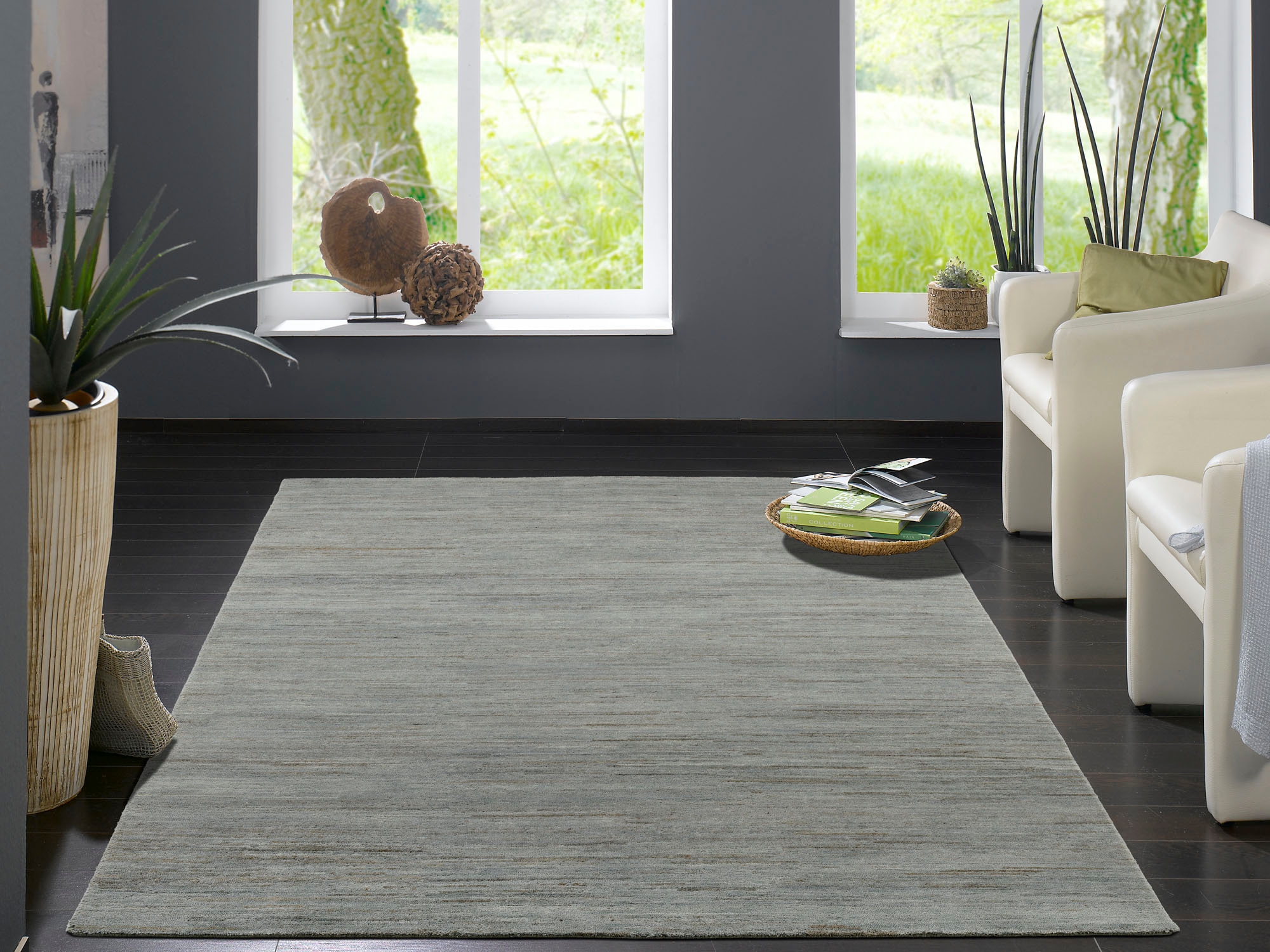 OCI DIE TEPPICHMARKE Teppich »HIMALI UNI«, rechteckig, 5 mm Höhe, handgeknüpft, hochwertige Wolle, fußwarm, Wohnzimmer