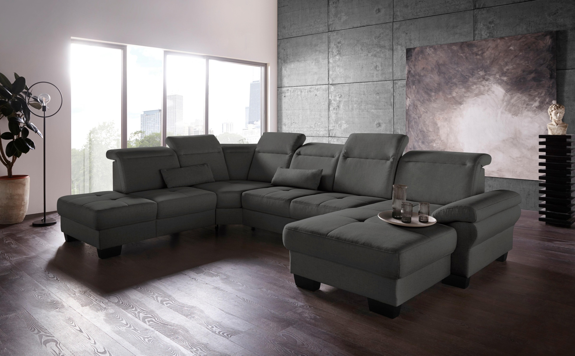 PLACES OF STYLE Wohnlandschaft »Cornwall U-Form« inkl. Sitztiefenverstellun günstig online kaufen