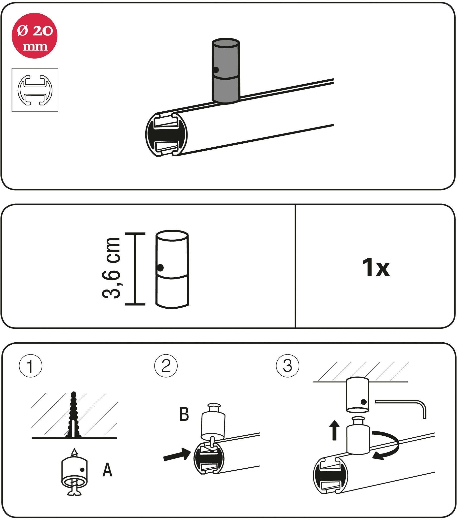 GARDINIA Gardinenstangenhalter »Deckenträger kurz«, (1 bestellen Ø und 20 Einzelprogramm mm Serie Chicago St.), bequem schnell