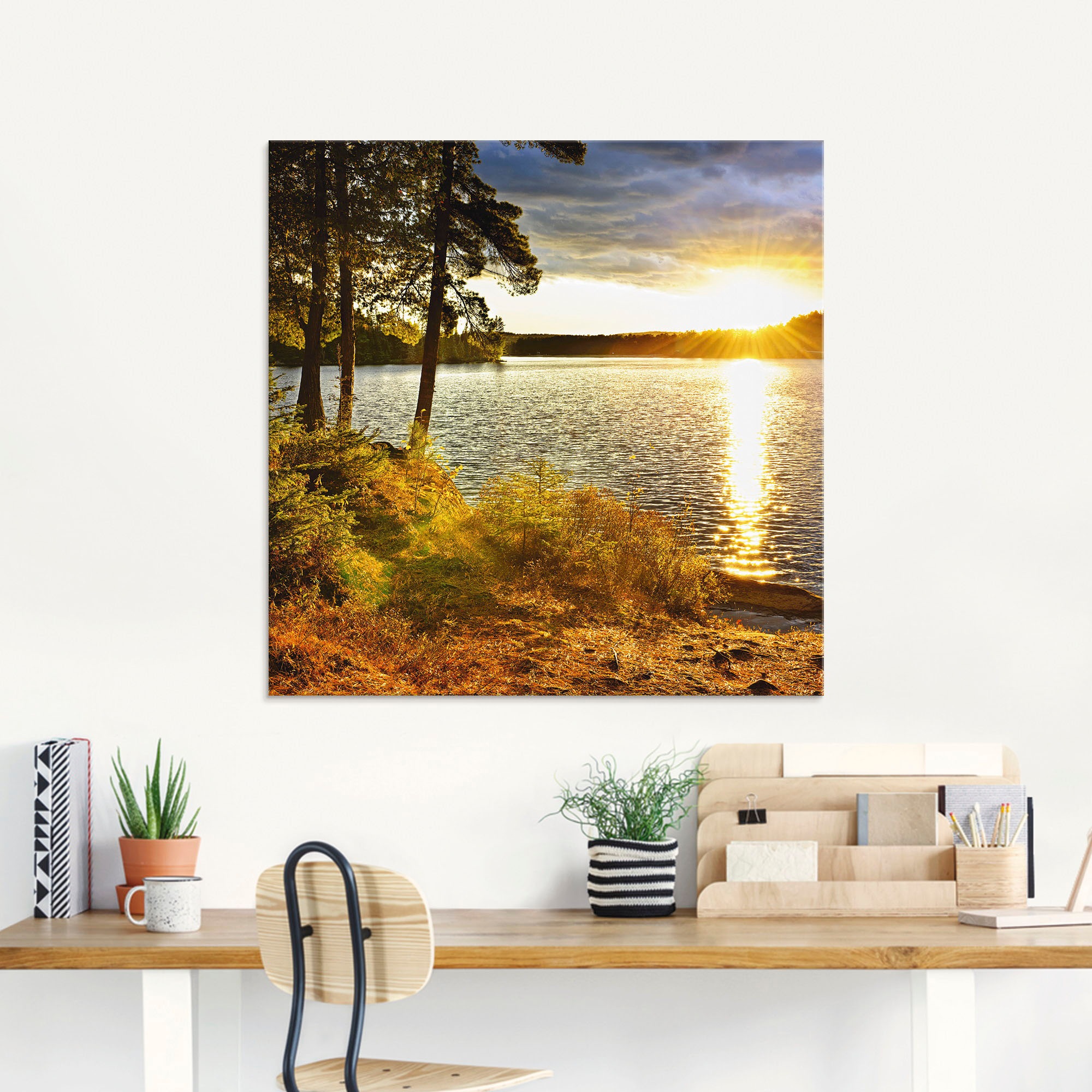 Artland Glasbild »Sonnenuntergang über See Algonquin Park«, Sonnenaufgang & günstig online kaufen