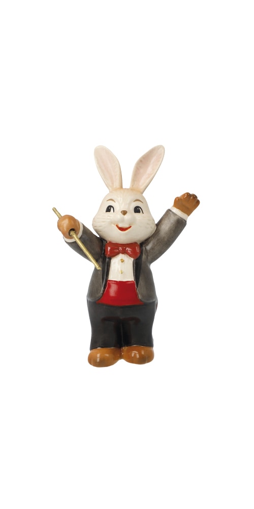 Osterhase GOEBEL "genialer Dirigent", bunt, B:4,5cm H:8cm T:5,5cm