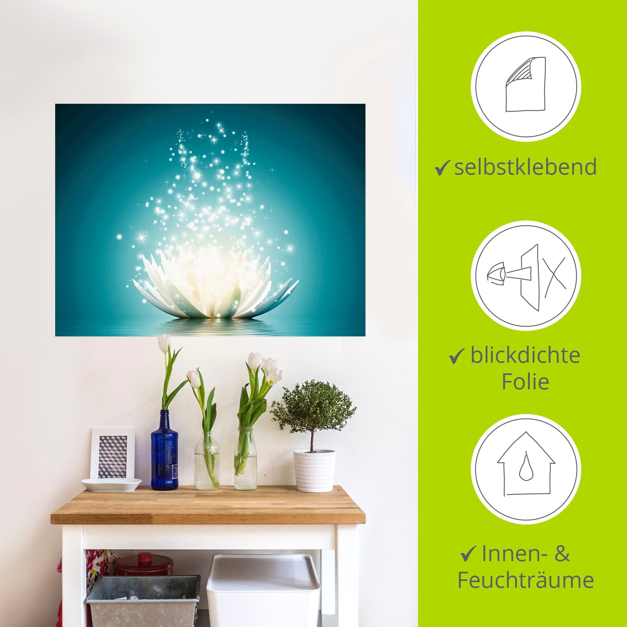 Artland Wandbild »Magie der Lotus-Blume«, Blumen, (1 St.), als Alubild, Outdoorbild, Leinwandbild, Poster, Wandaufkleber