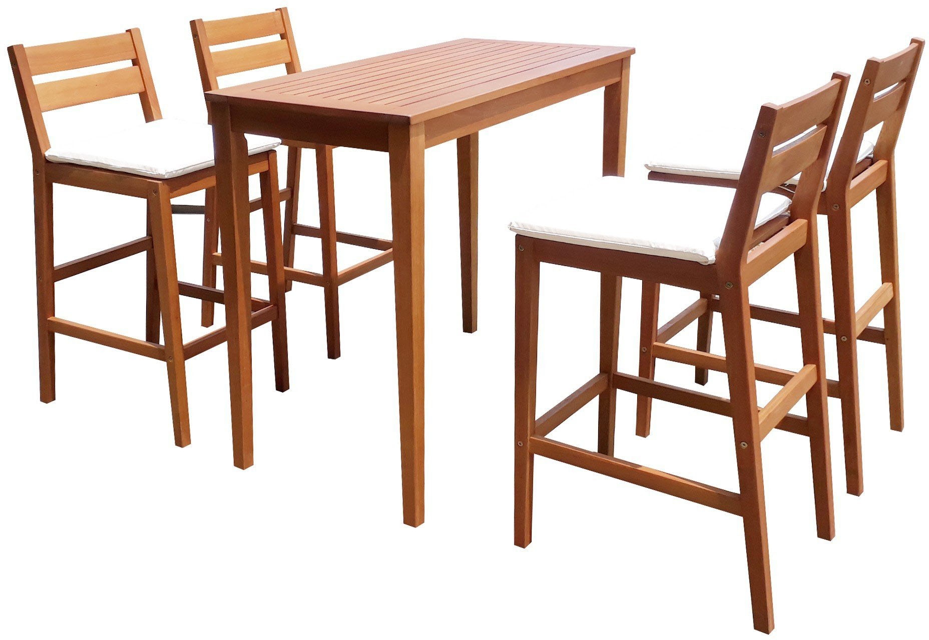 Garden Pleasure Gartenbar-Set »»MAINE««, (5 tlg.), 4 Stühle, Tisch LxB: 107x60 cm, inkl Kissen