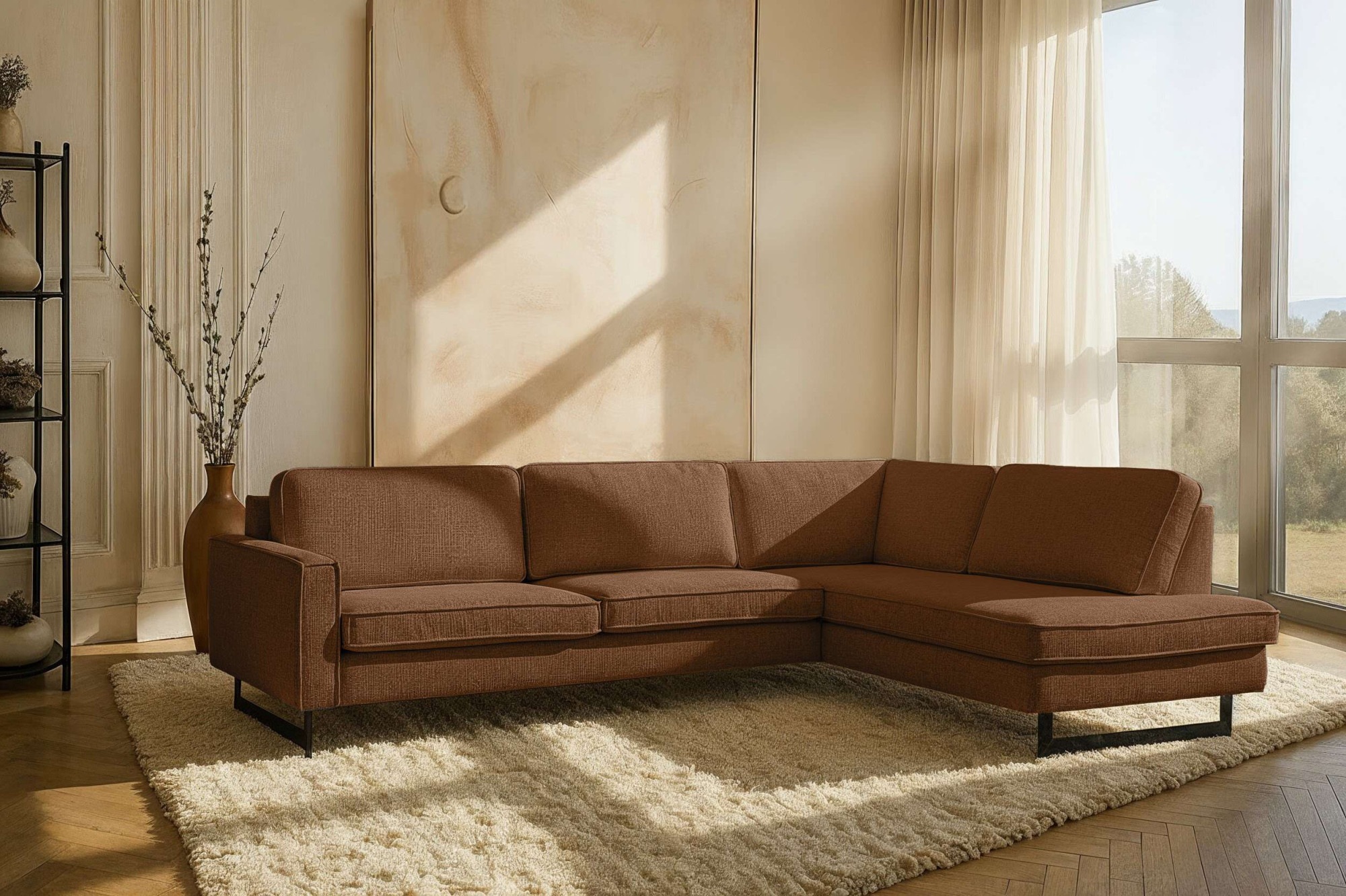 Home affaire Ecksofa »Pinto, 290 cm, Cord, Chenille, Lederoptik, Ottomane l günstig online kaufen