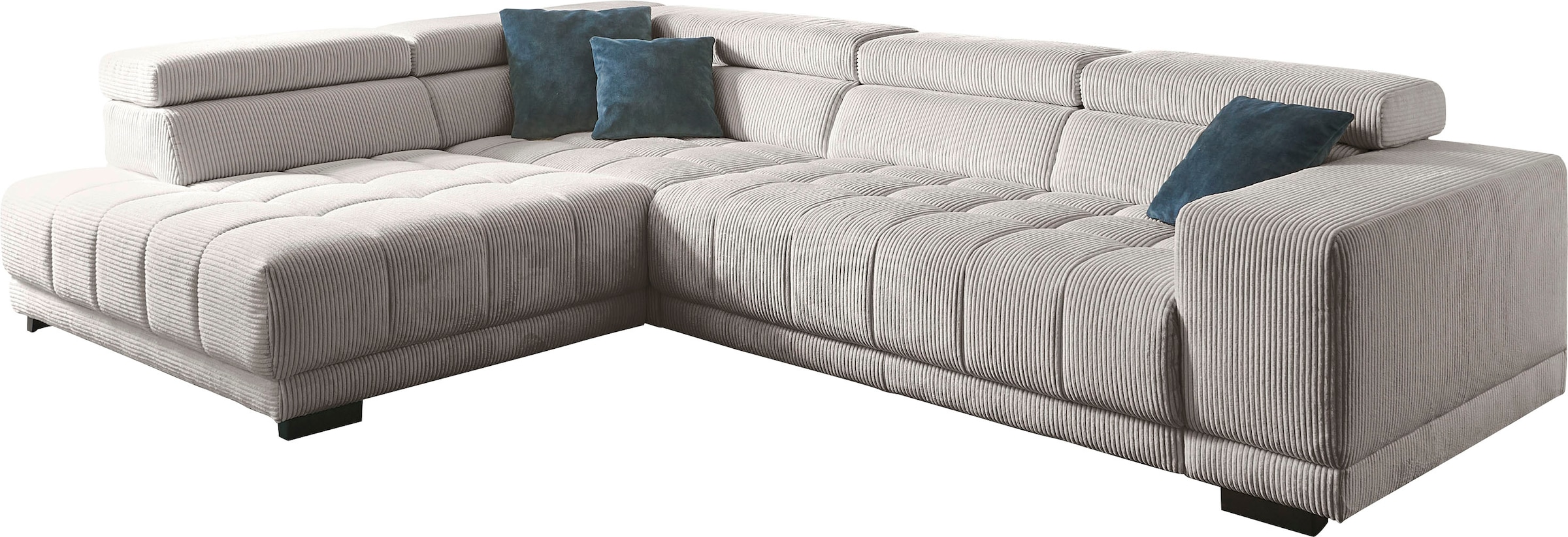Die PlanBar Ecksofa »MP-IN15053 L-Form breiter Schenkel« wahlweise mit Kopfteilverstellung und manueller Vorziehbank