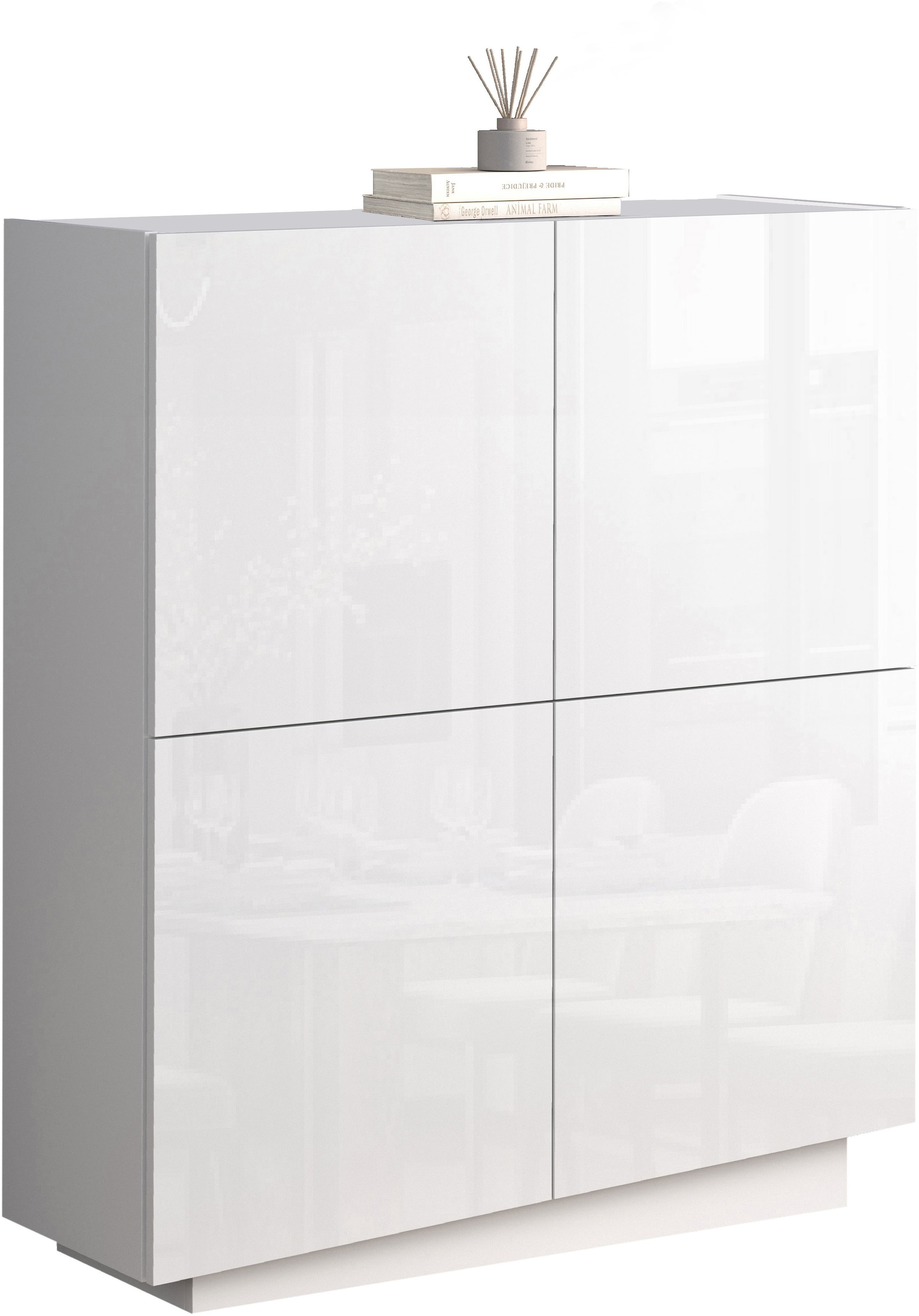 INOSIGN Highboard »VELA, Highboard, Höhe 120 cm,Design mit schrägen Türen«, (1 St.), Made in Italy, Maße-B/T/H: 100x35x120,hohes Sideboard,Anrichte,Kommode