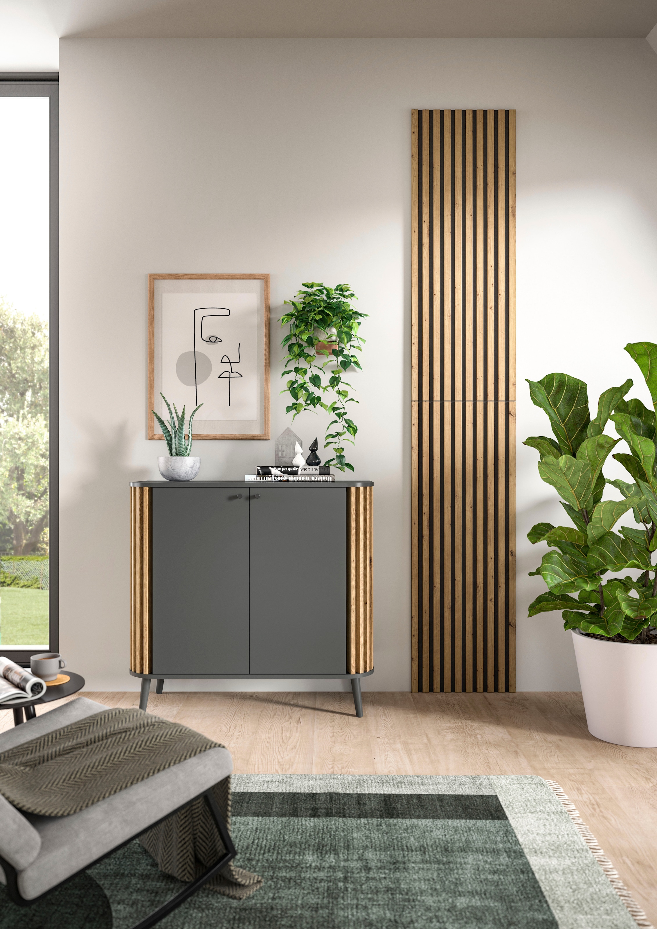 INOSIGN Wandpaneel »Silencio, 2er Set, je 40 x 120 cm, inkl. 2 Abschlussleisten«, (2 tlg.), Akustikpaneel, Paneel, Lamellenwand