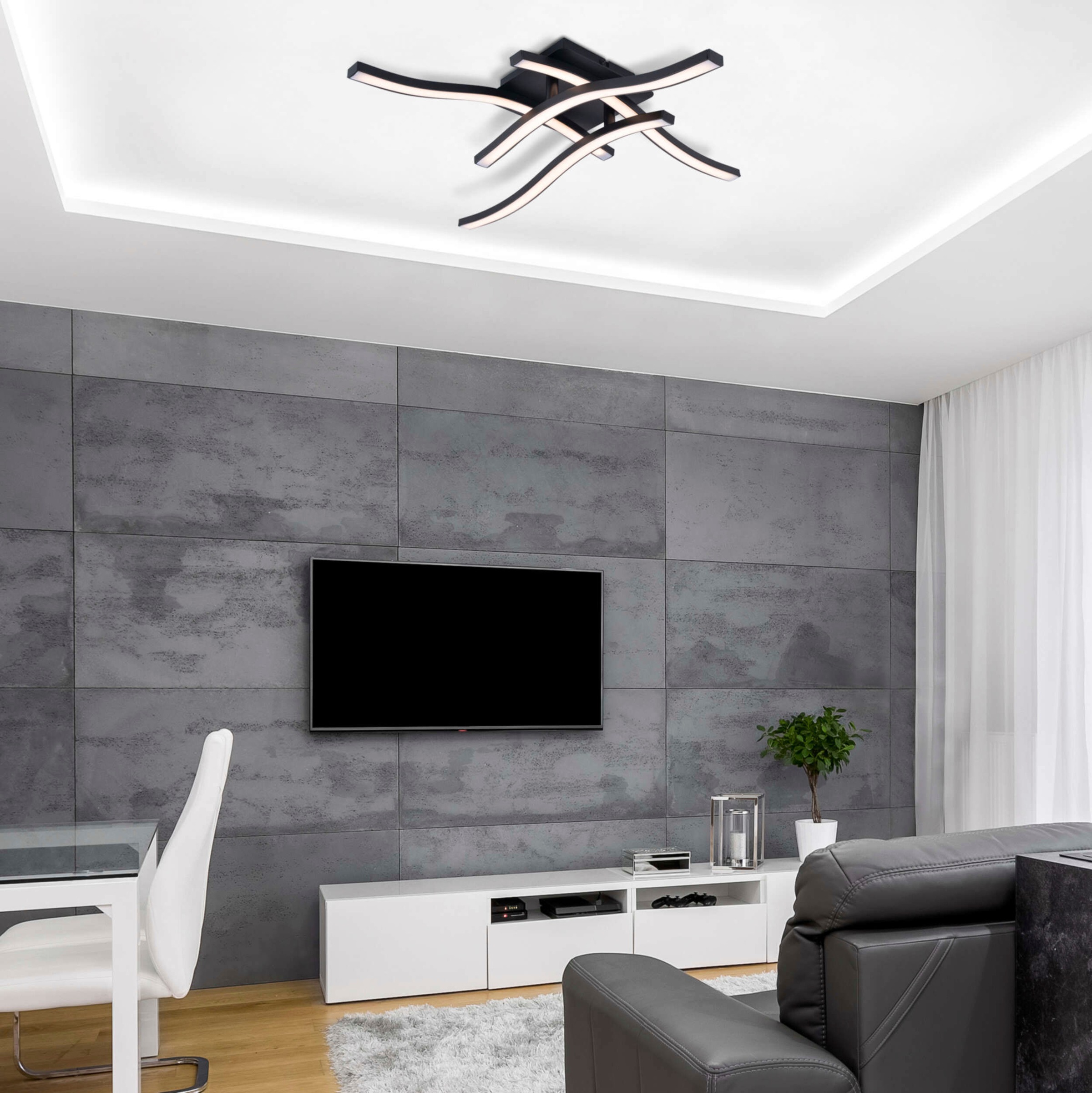 näve LED Deckenleuchte »Onda«, 4 flammig, Leuchtmittel LED-Modul   LED fest günstig online kaufen