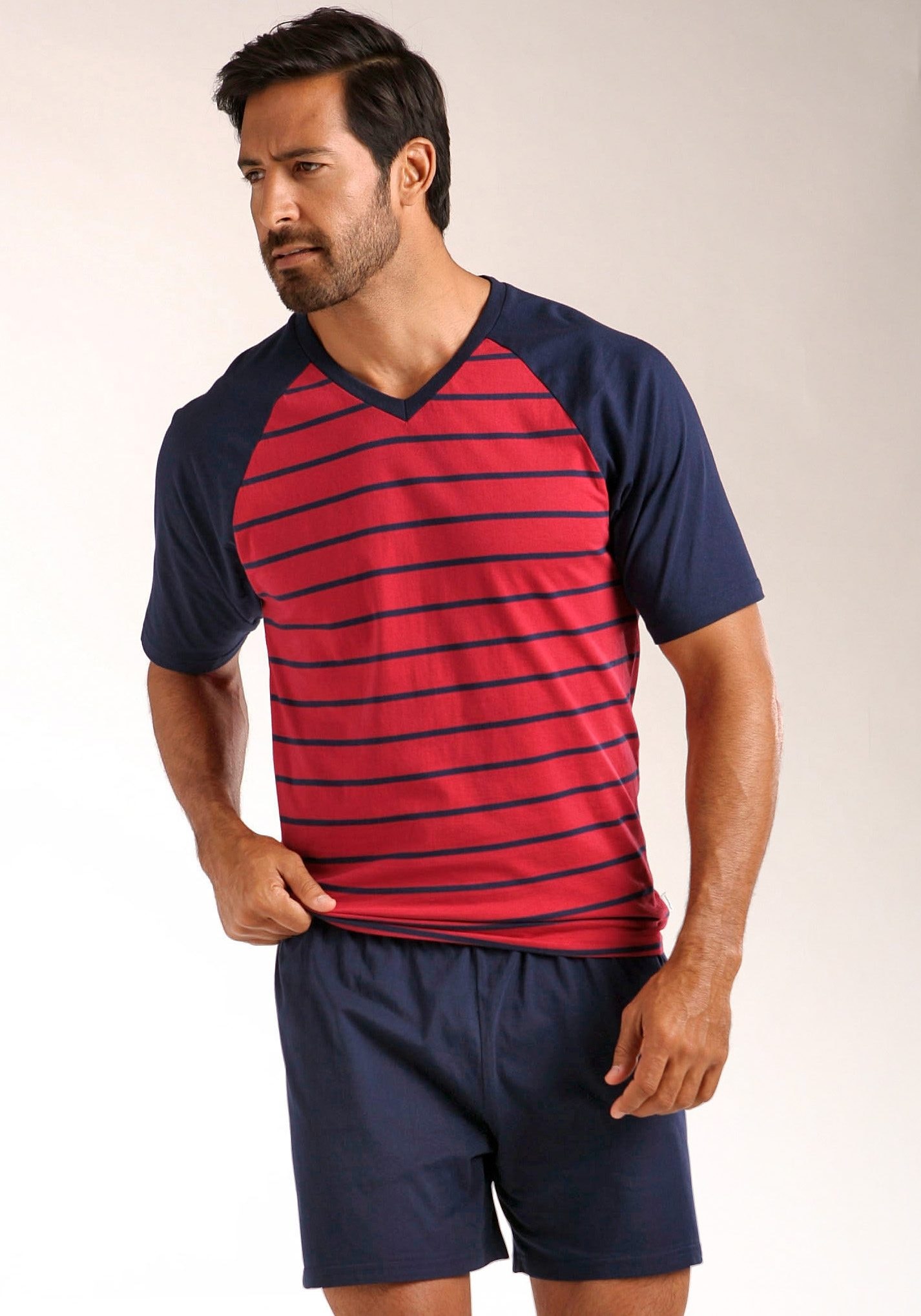 le jogger® Pyjama Packung, 2 Stück, 4 tlg. in kurzer Form, mit Raglanärmeln