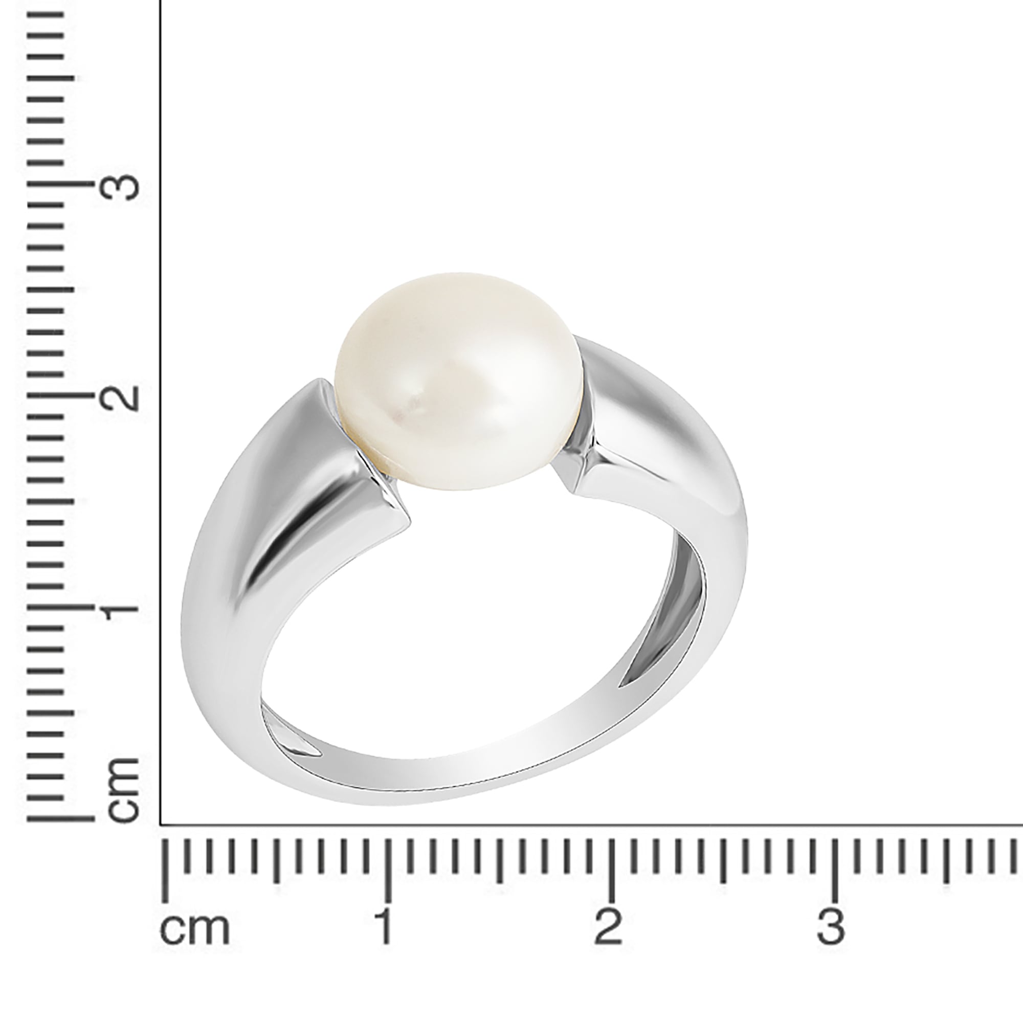Zeeme Fingerring »Silber 925 rhodiniert mit einer weißen Perle 10-10,5mm«