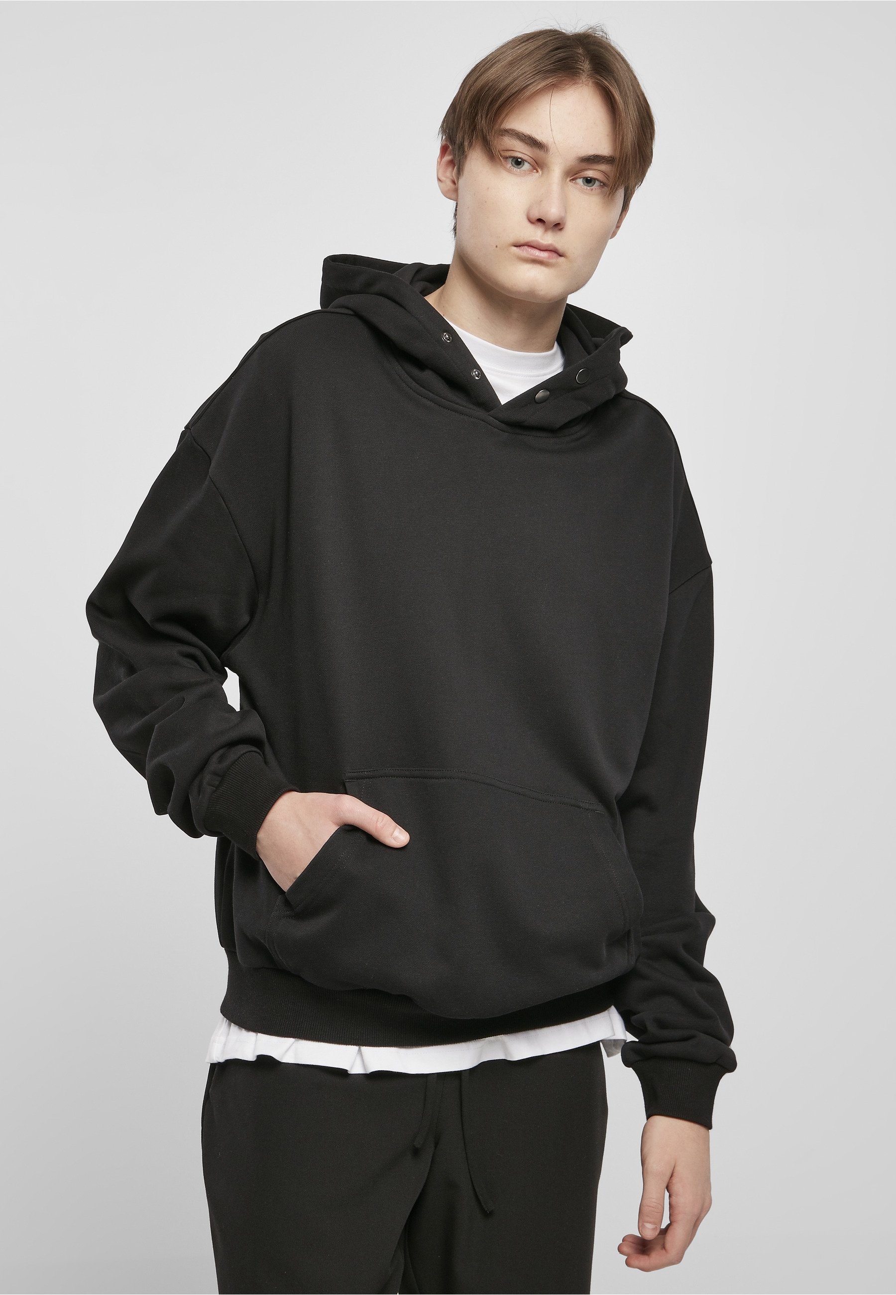 URBAN CLASSICS Rundhalspullover »Urban Classics Herren Snap Hoody« 1 Stk.