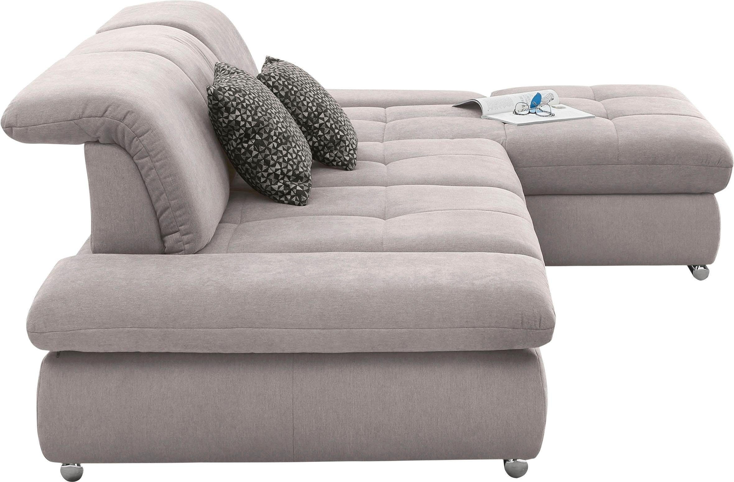 set one by Musterring Ecksofa »SO4100 V«, mit verstellbaren Kopfteilen, wahlweise mit Funktionen, Cord-Bezug