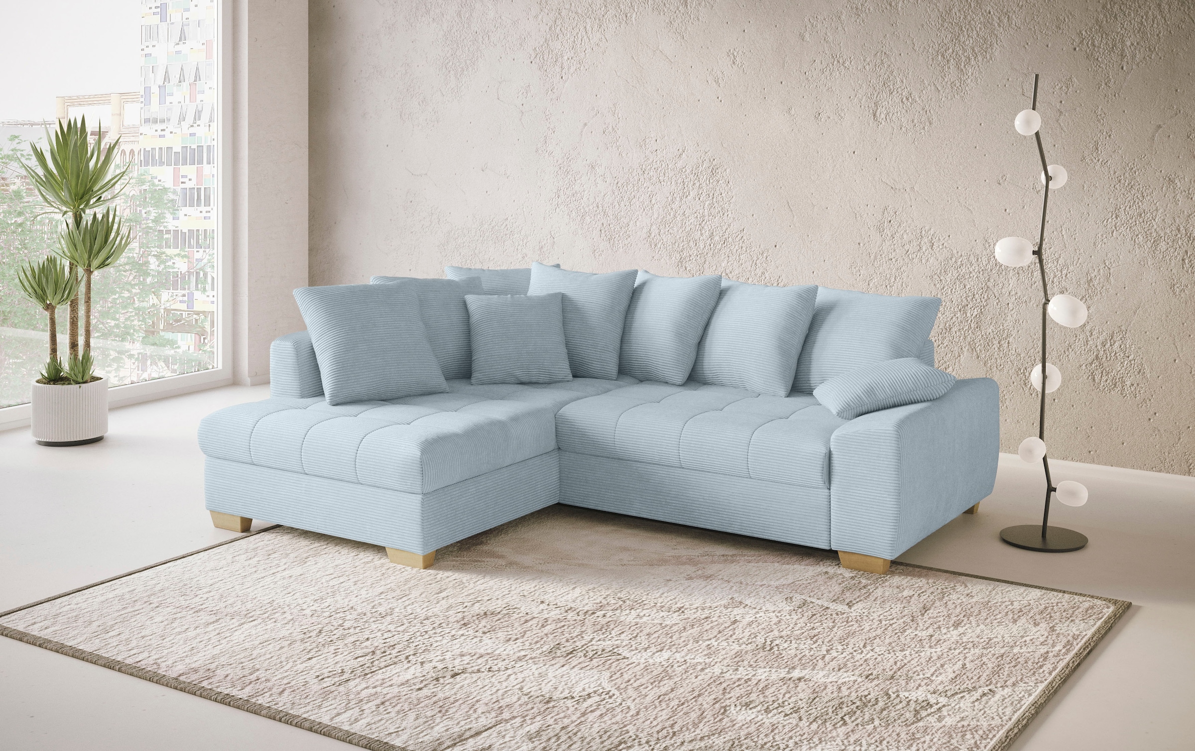 Mr. Couch Ecksofa »Nikita II, L-Form«, Wahlweise mit Bettfunktion, Bettkasten & RGB-LED-Beleuchtung