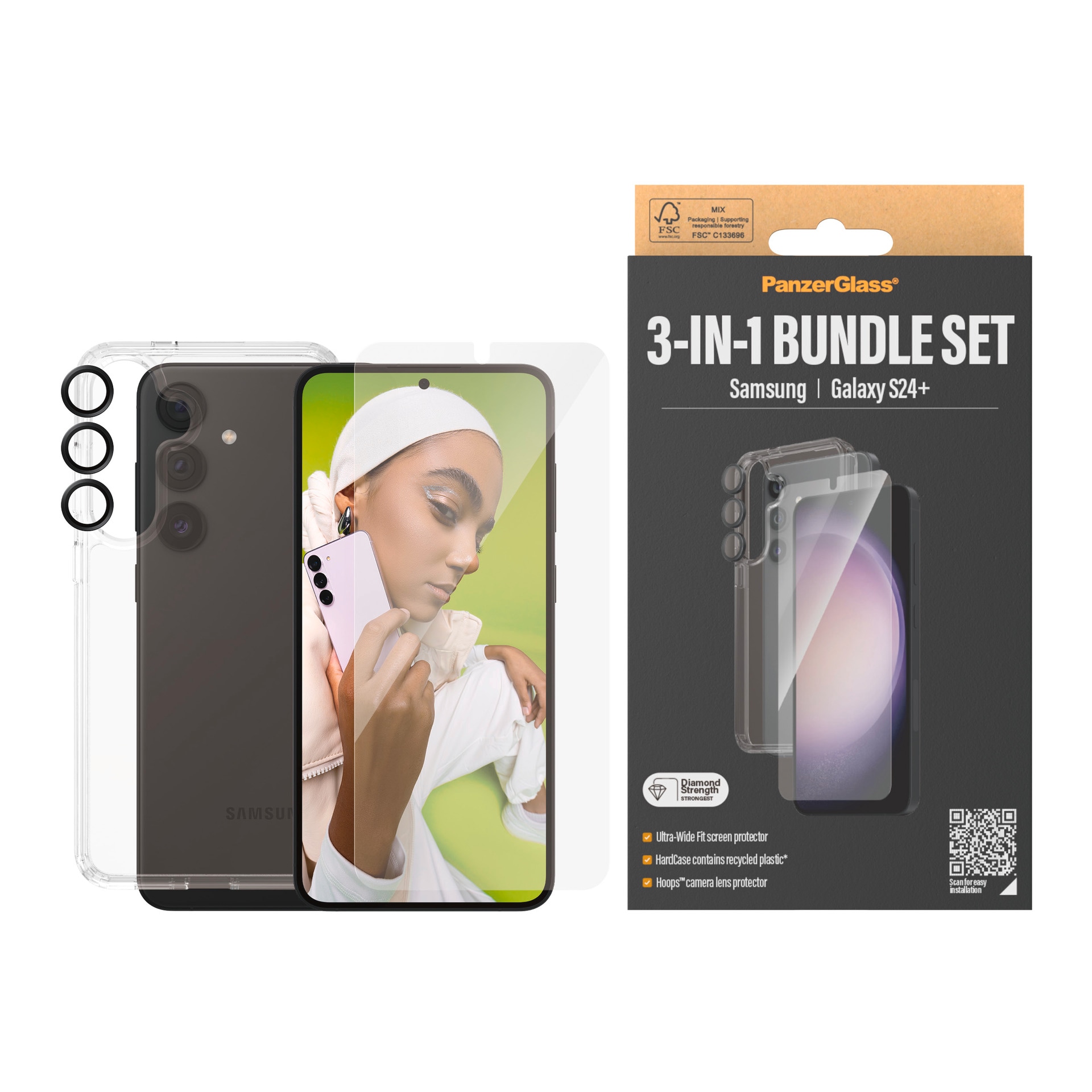 PanzerGlass Displayschutzglas »3-in-1 Bundle Set«, für Samsung Galaxy S24 P günstig online kaufen