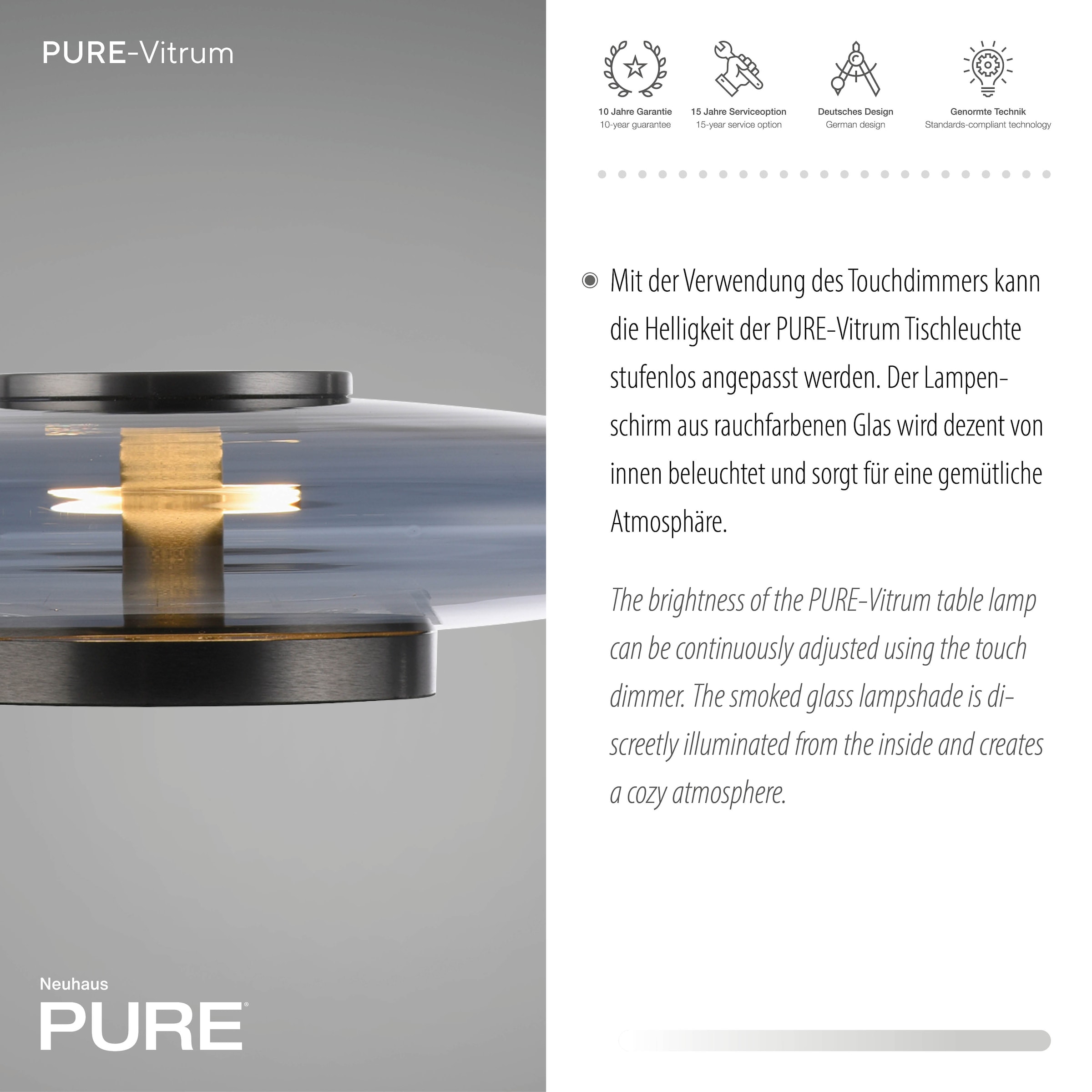 Neuhaus PURE LED Tischleuchte »PURE Vitrum« LED-Board 1 Stk. Warmweiß Stufenloses dimmen per Touchdimmer