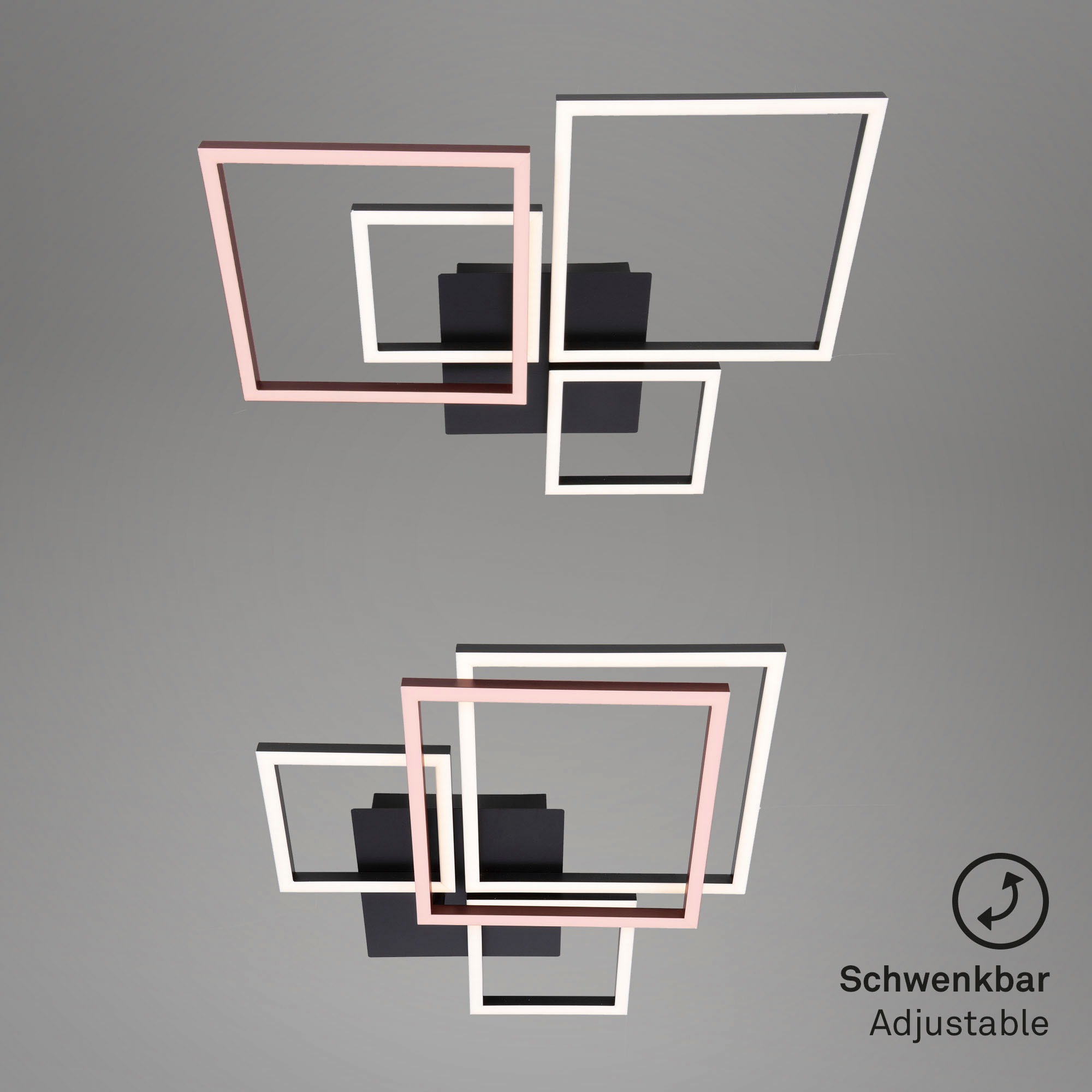 Briloner Leuchten LED Deckenleuchte »3128015 FRAME«, Leuchtmittel LED-Board | LED fest integriert, Deckenlampe, 75x47x7,3cm, Schwarz, 48W, Wohnzimmer, Schlafzimmer