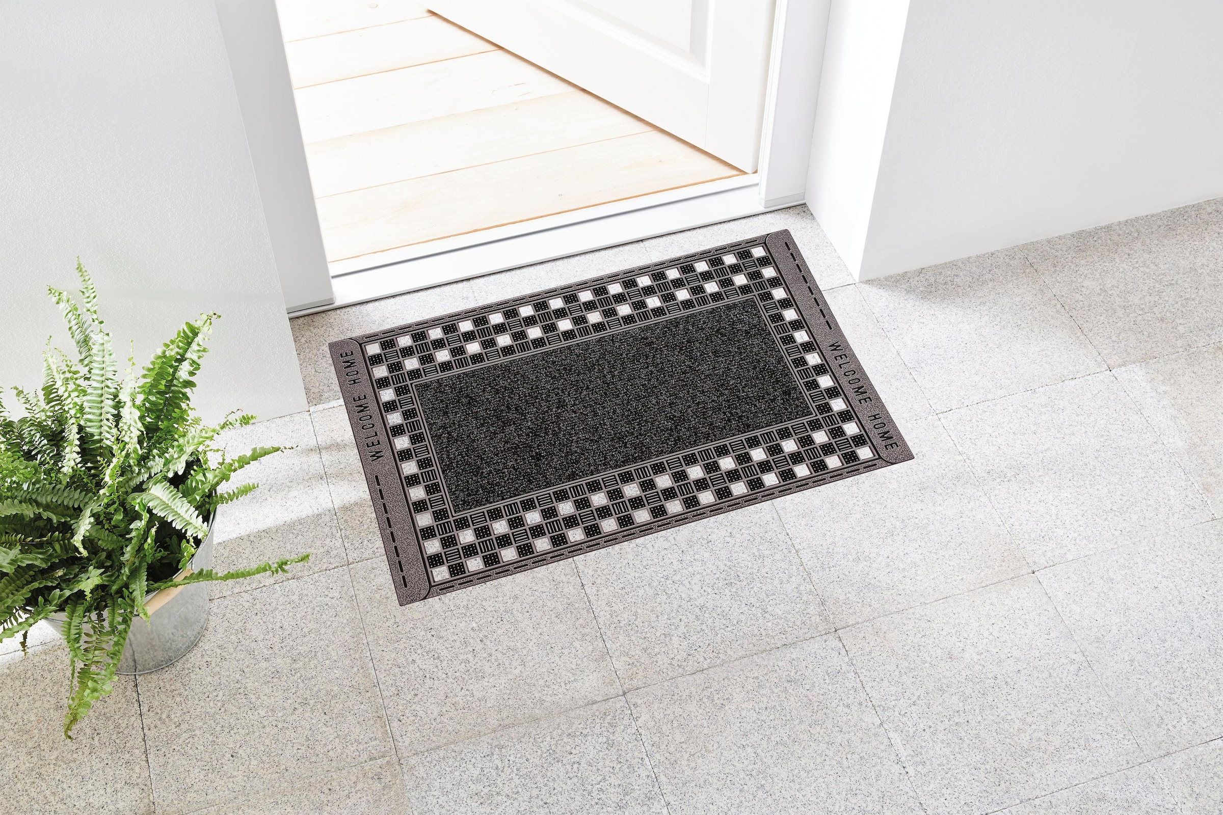 Home2Fashion Fußmatte »GC Clean Rusty XL«, rechteckig, 8 mm Höhe, Schmutzfangmatte, mit Spruch, robust, In- und Outdoor geeignet