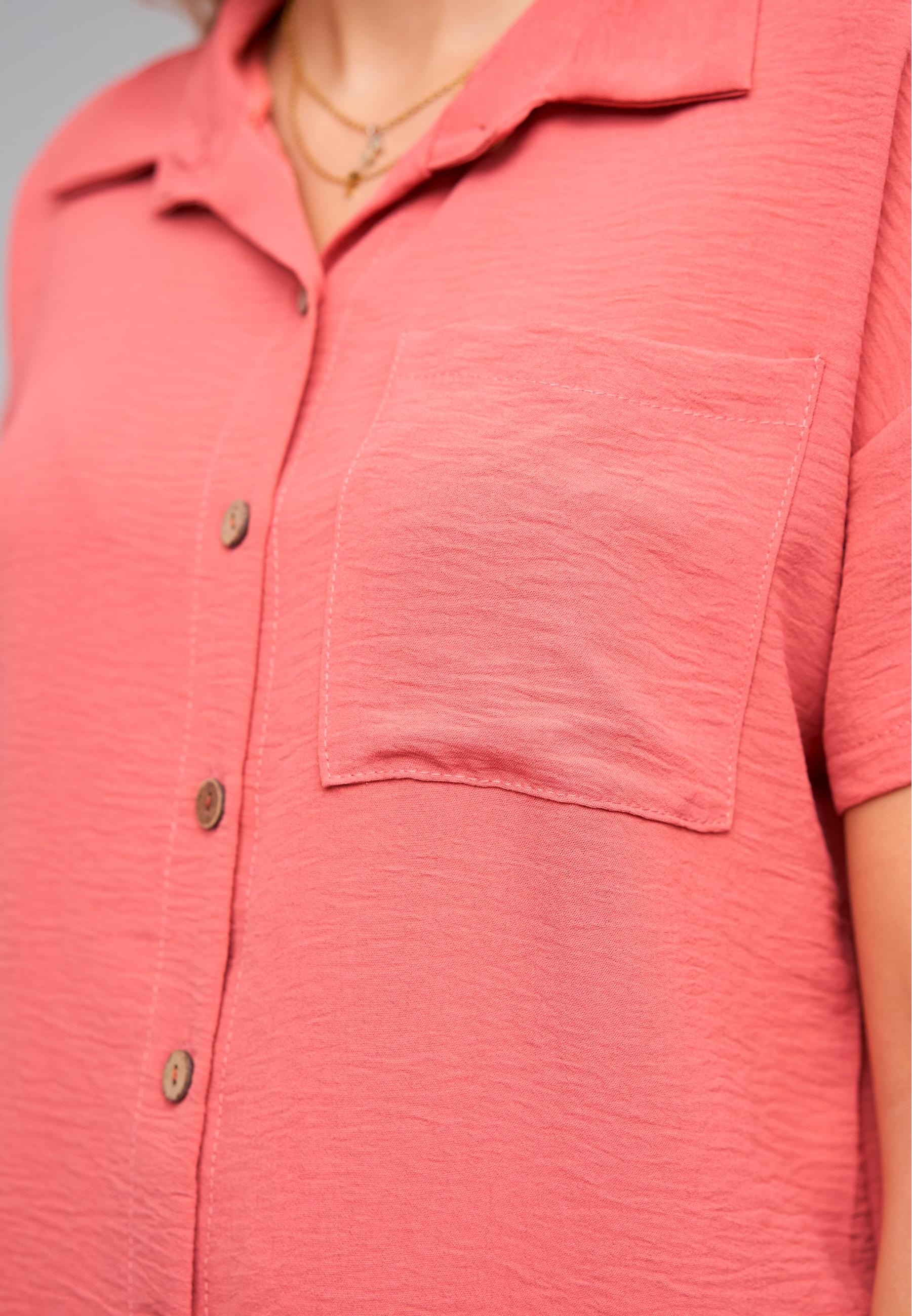 CLOUD 5IVE Langarmhemd »CLOUD 5IVE Musselin Kurzarm Hemd mit Knopfleiste und Brusttasche«