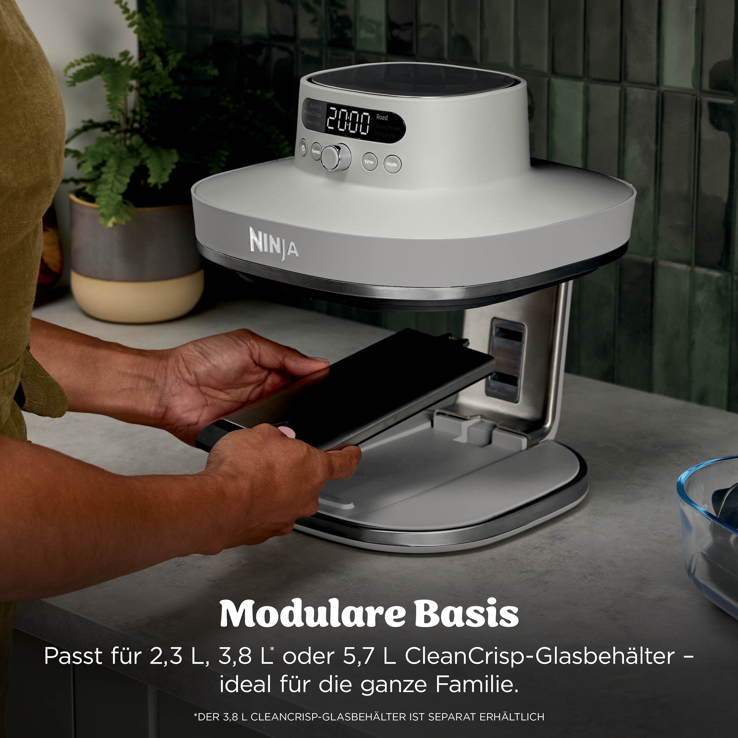NINJA Heißluftfritteuse »CRISPi PRO 7-in-1 Glas-Air-Fryer - Beige AS101EULG« 2050 W 7 Kochfunktionen, Vorbereitung, Zubereitung + Aufbewahrung von Speisen