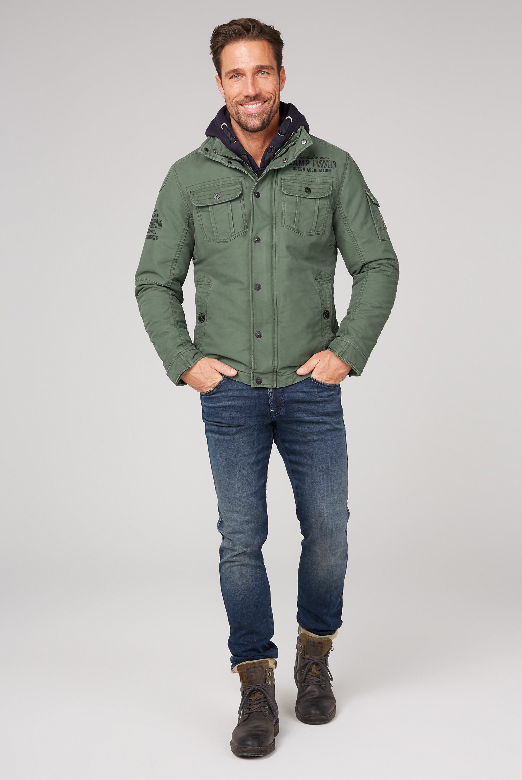 CAMP DAVID Winterjacke, ohne Kapuze, mit verstellbaren Druckknopfriegeln am Saum