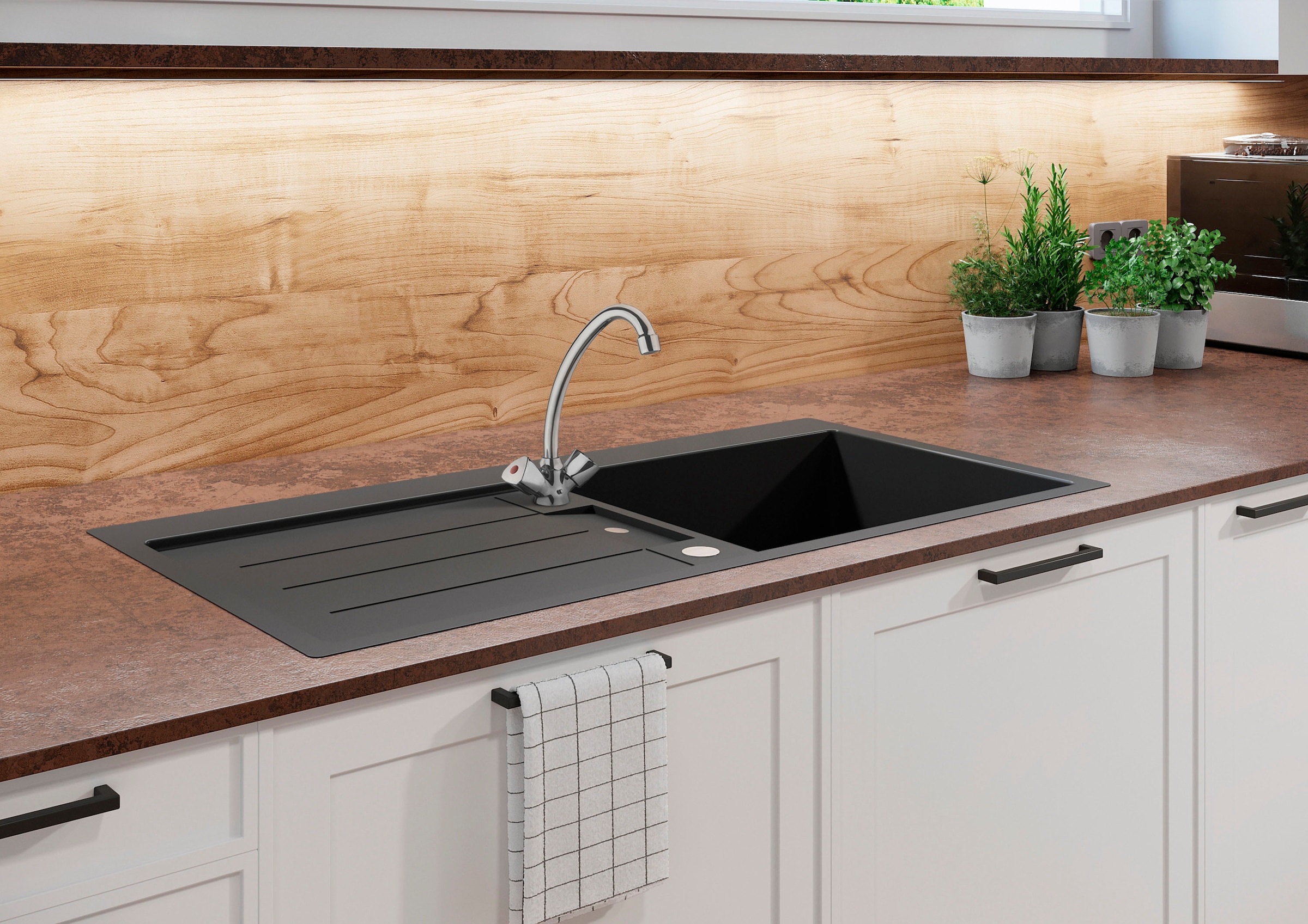 CORNAT Spültischarmatur »Zweigriffarmatur "Lisa", HD, Messing, verchromt«