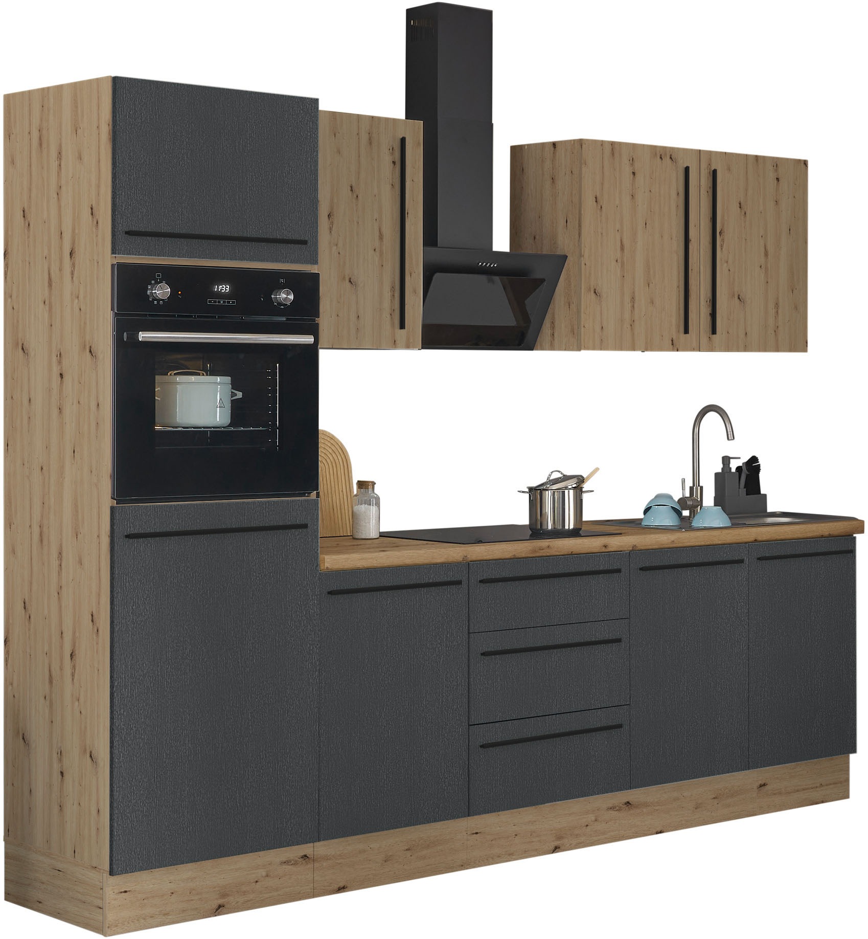 KOCHSTATION Küchenzeile »Florida« Breite 270 cm, wahlweise mit E-Geräten,Softclose für Türen/Schubkästen