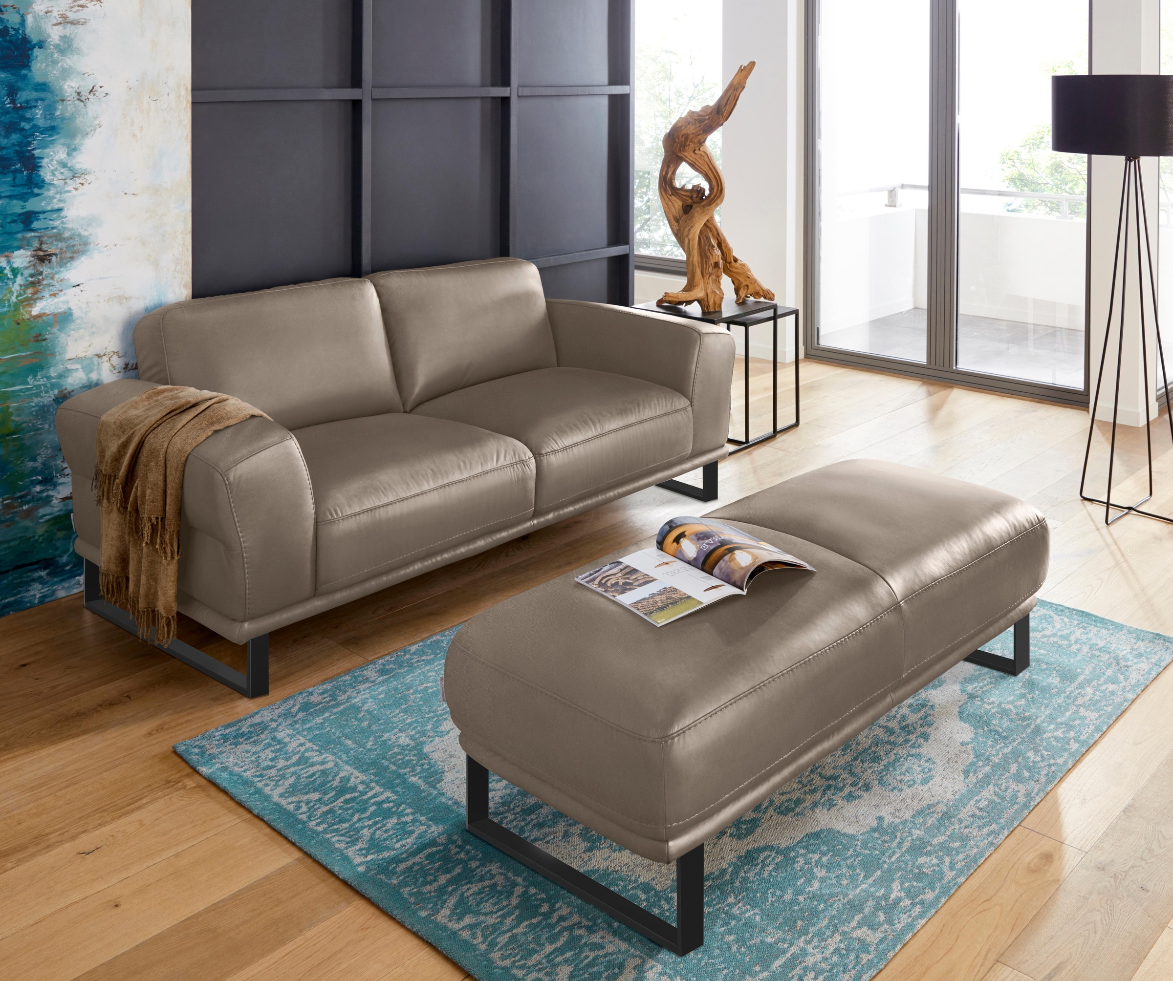 W.SCHILLIG Hocker »montanaa« mit Metallkufen in Schwarz pulverbeschichtet, Breite 141 cm