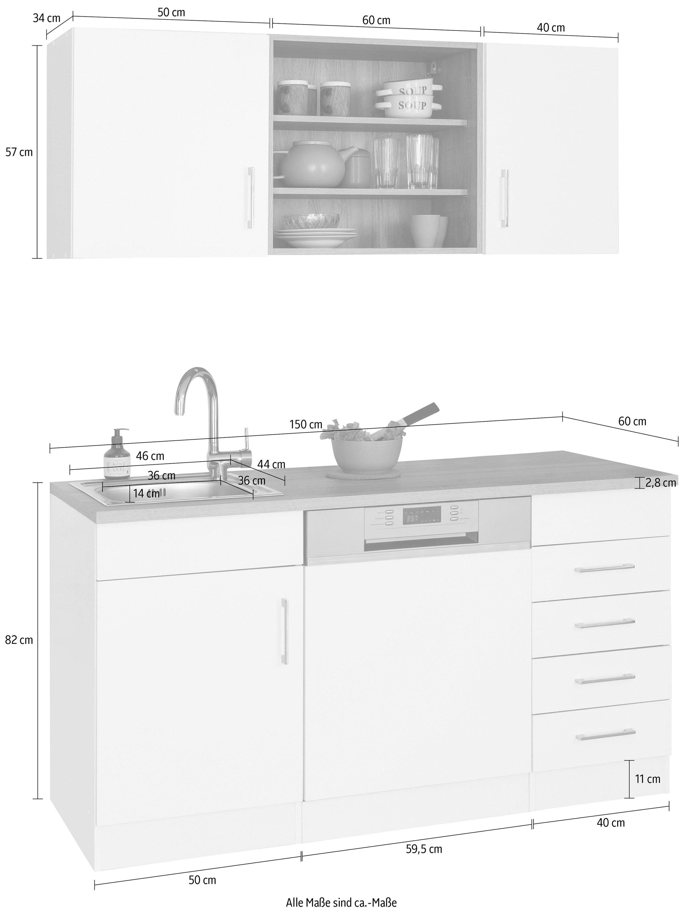 KOCHSTATION Pantryküche »KS-Mali«, Breite 150 cm, mit E-Geräten