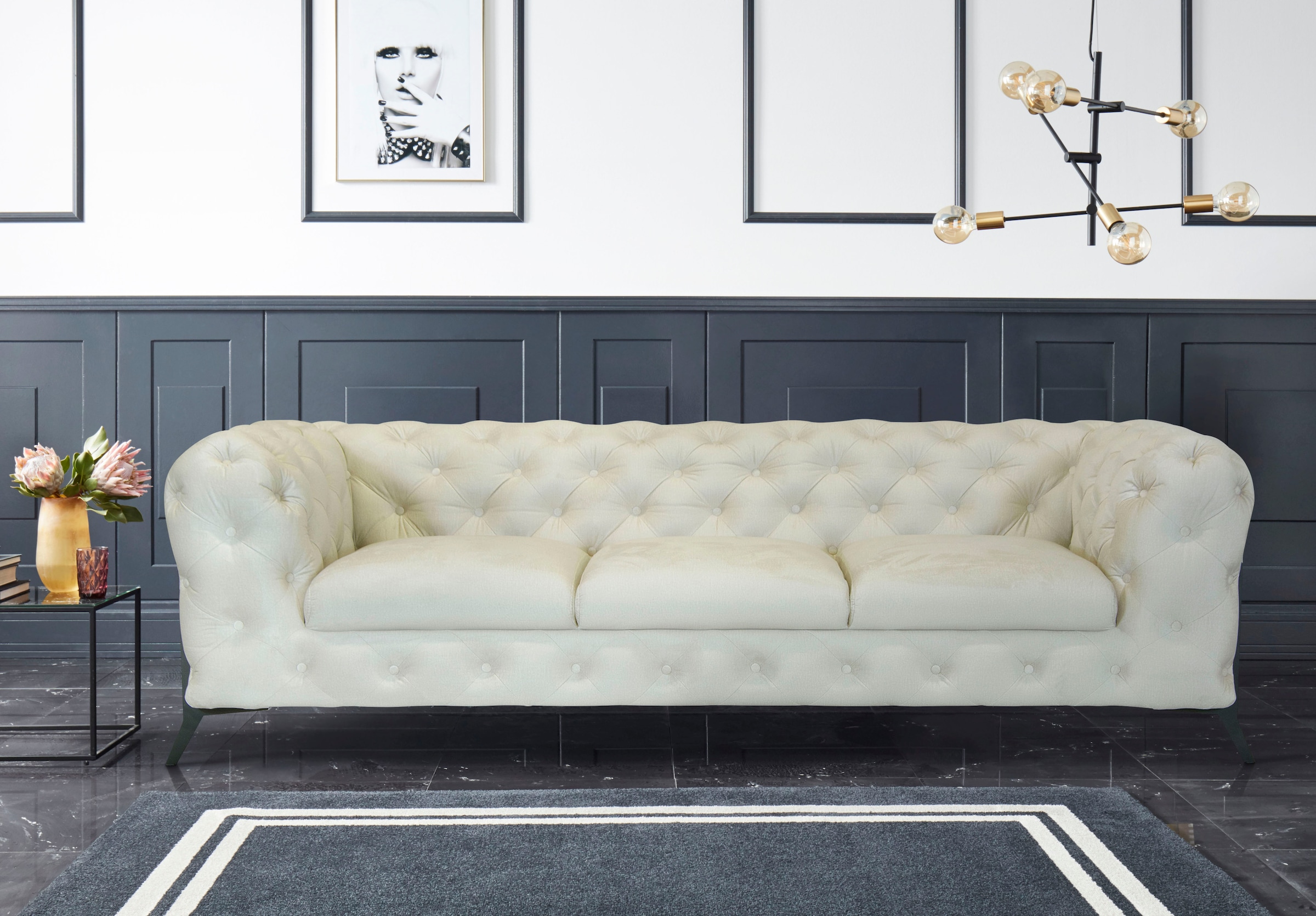 Leonique Chesterfield-Sofa »Amaury«, aufwändige Knopfheftung, moderne Chesterfield Optik, Fußfarbe wählbar