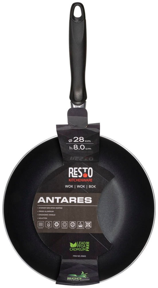 RESTO Kitchenware Wok »Antares, Bratpfanne antihaftbeschichtet und spülmaschinenfest«, Aluminium, (1 tlg.), Induktion, für alle Herdarten geeignet
