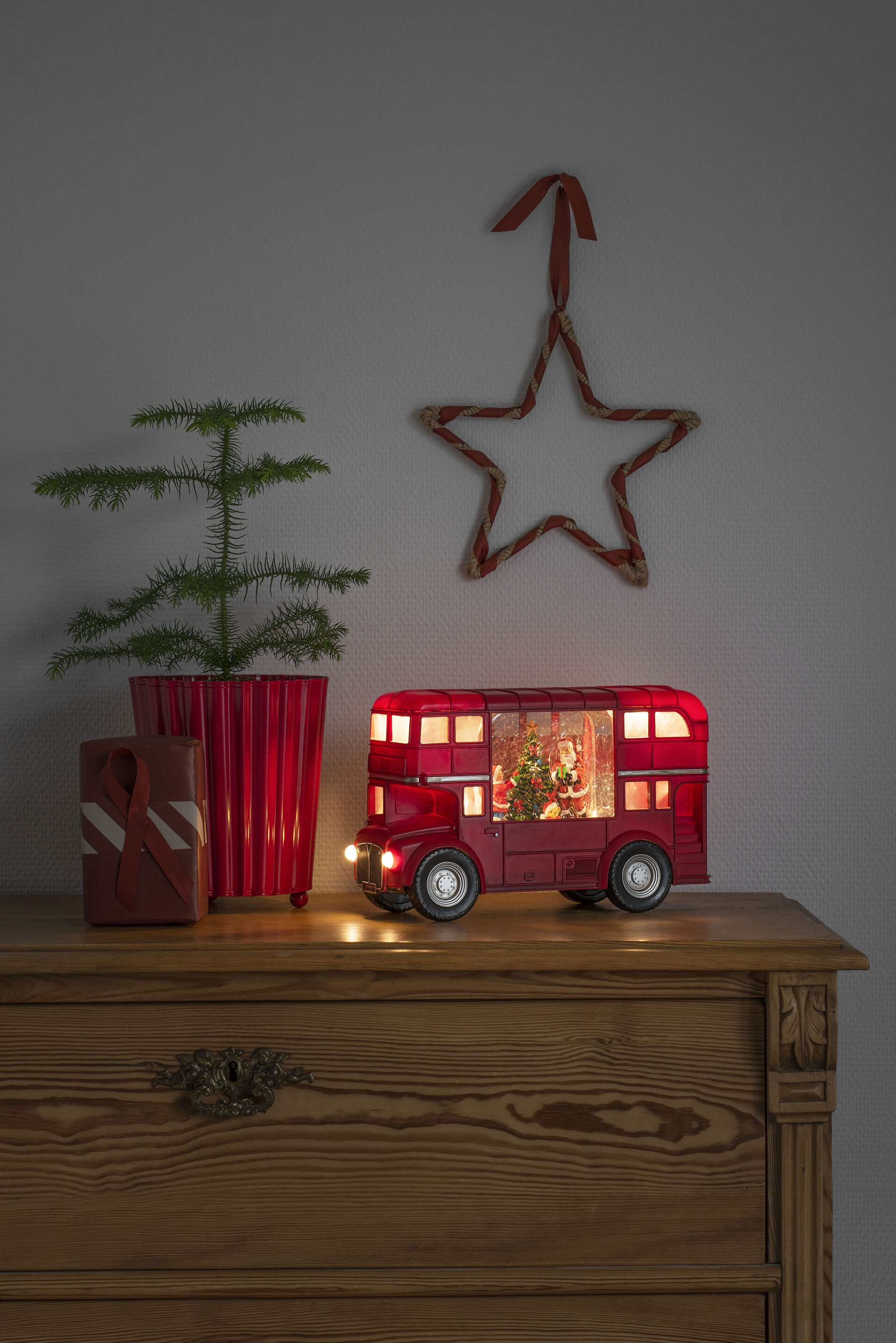 KONSTSMIDE LED Laterne »Weihnachtsdeko rot«, 5 flammig-flammig, LED  Wasserlaterne, rot, 