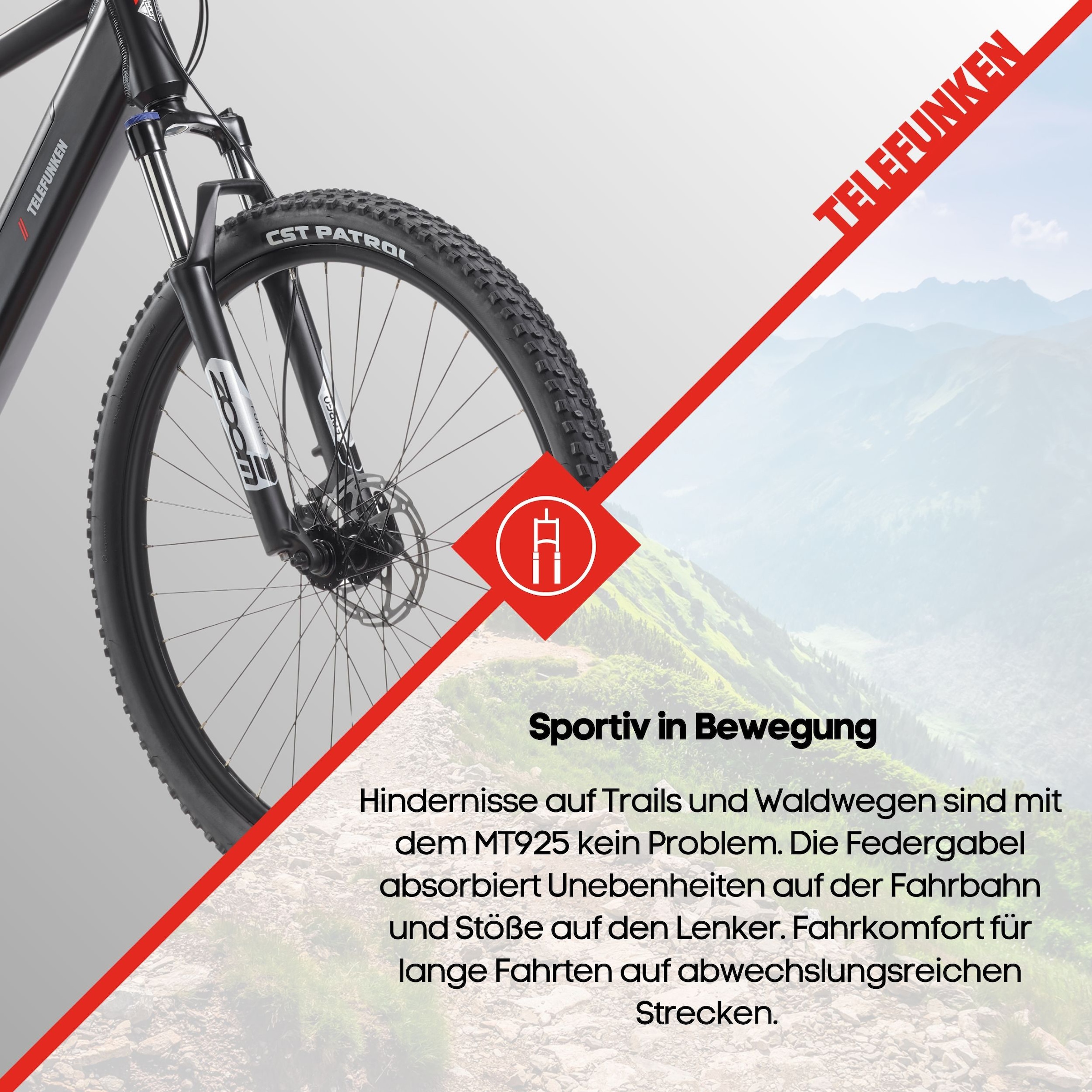 Telefunken »Aufsteiger MT925« 9 Gang Shimano Cues Schaltwerk Kettenschaltung Mittelmotor 250 W Pedelec, Elektrofahrrad, Damen u. Herren, E-MTB, Mountainbike, 29 Zoll