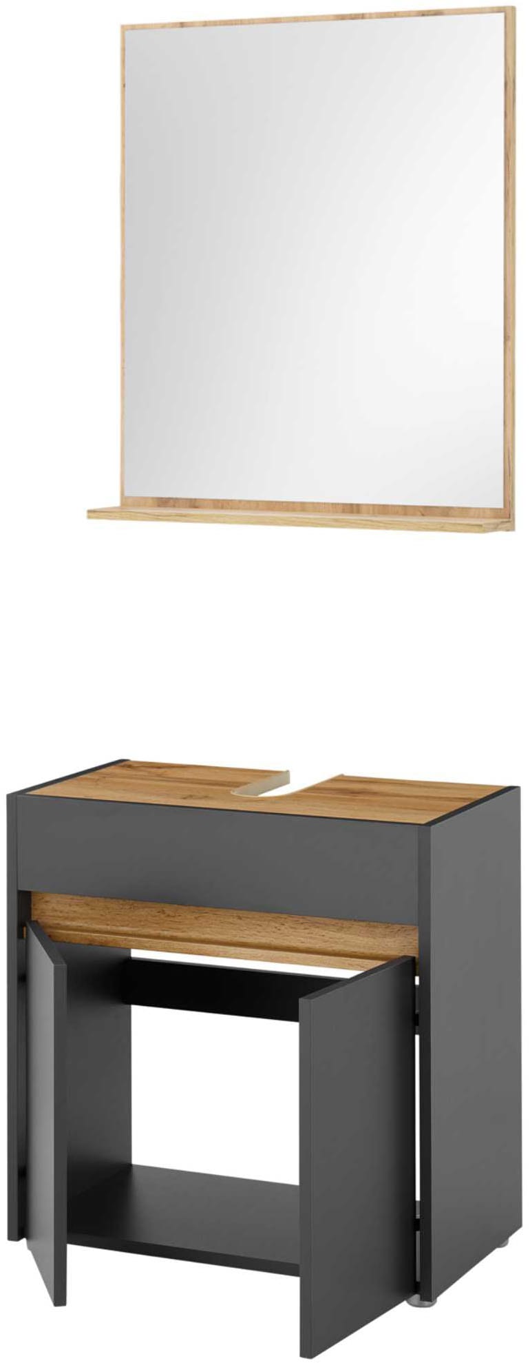 INOSIGN Badmöbel-Set »CITY/ GIRON, Bad im zeitlosen Design, 2-teiliges Badezimmer«, (Set, 2 St.), Unterschrank und Spiegel, in zwei Farben verfügbar, viel Stauraum