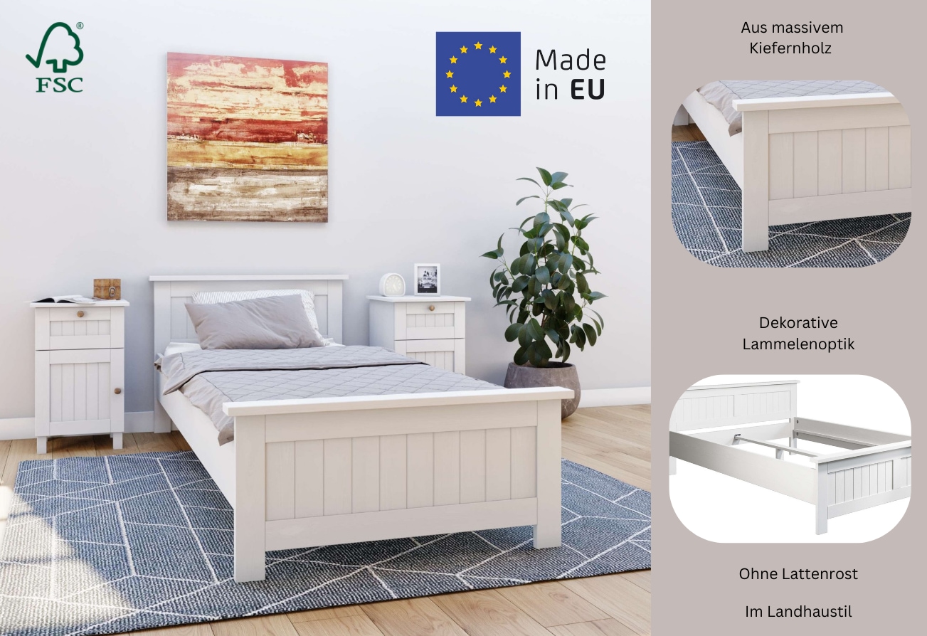 OTTO home Massivholzbett »Juventus, Bett, Massivholzbett, Holzbett, Bettrah günstig online kaufen