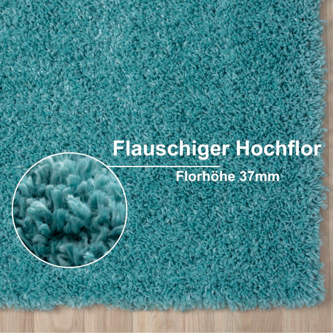 OTTO home Hochflor-Bettumrandung »Banji« Höhe 37 mm 3 Stk. tlg. Uni Farben, weich und flauschig, auch als Läufer & in rund erhältlich