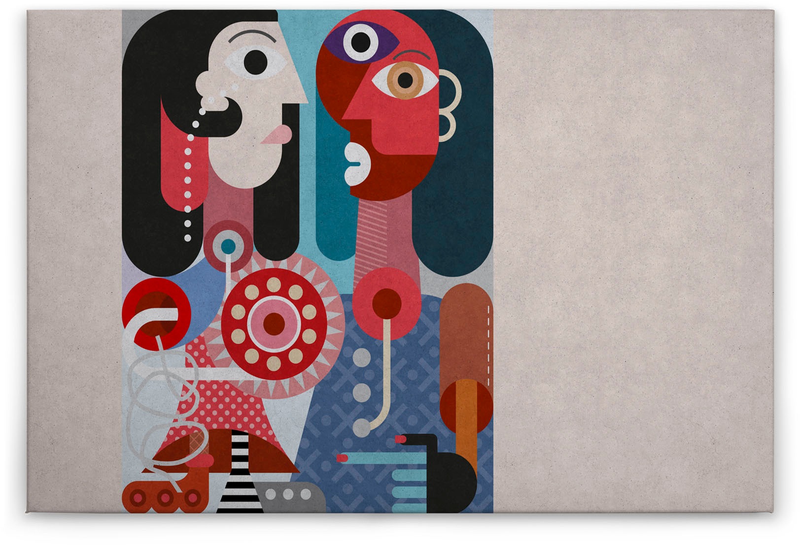 Bricoflor Abstrakte Kunst Wandbild Bunt Retro Leinwand Bild 60Er Jahre Stil günstig online kaufen