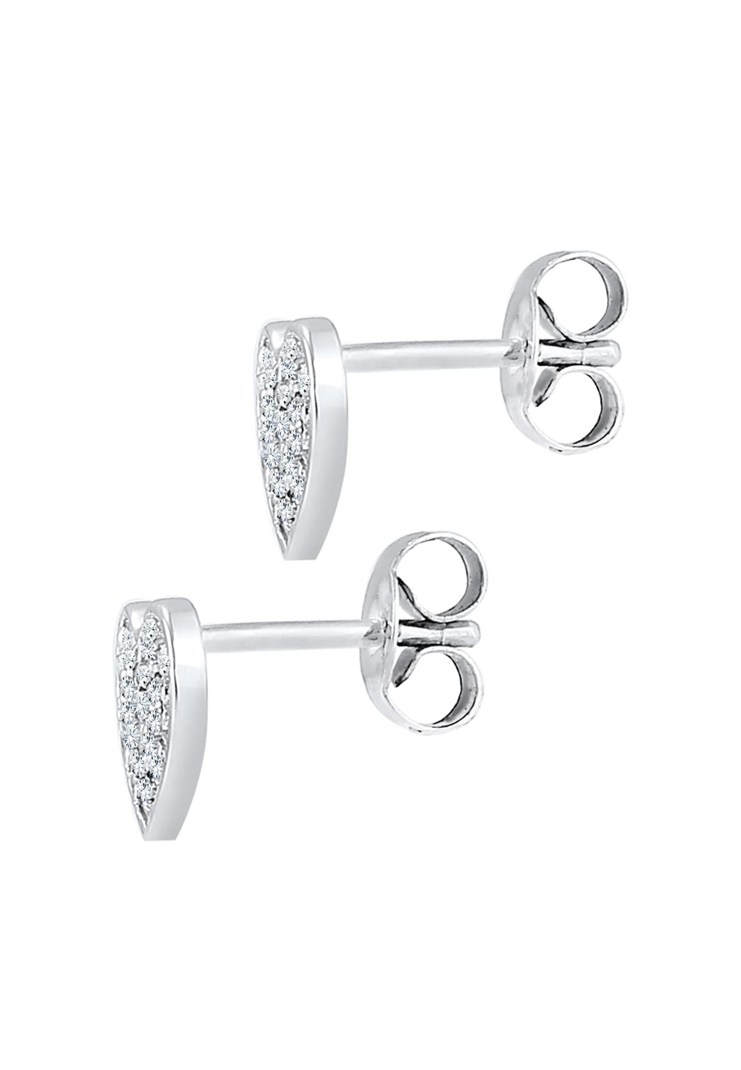 Elli Paar Ohrstecker »Herz Liebe Kristalle 925 Silber«