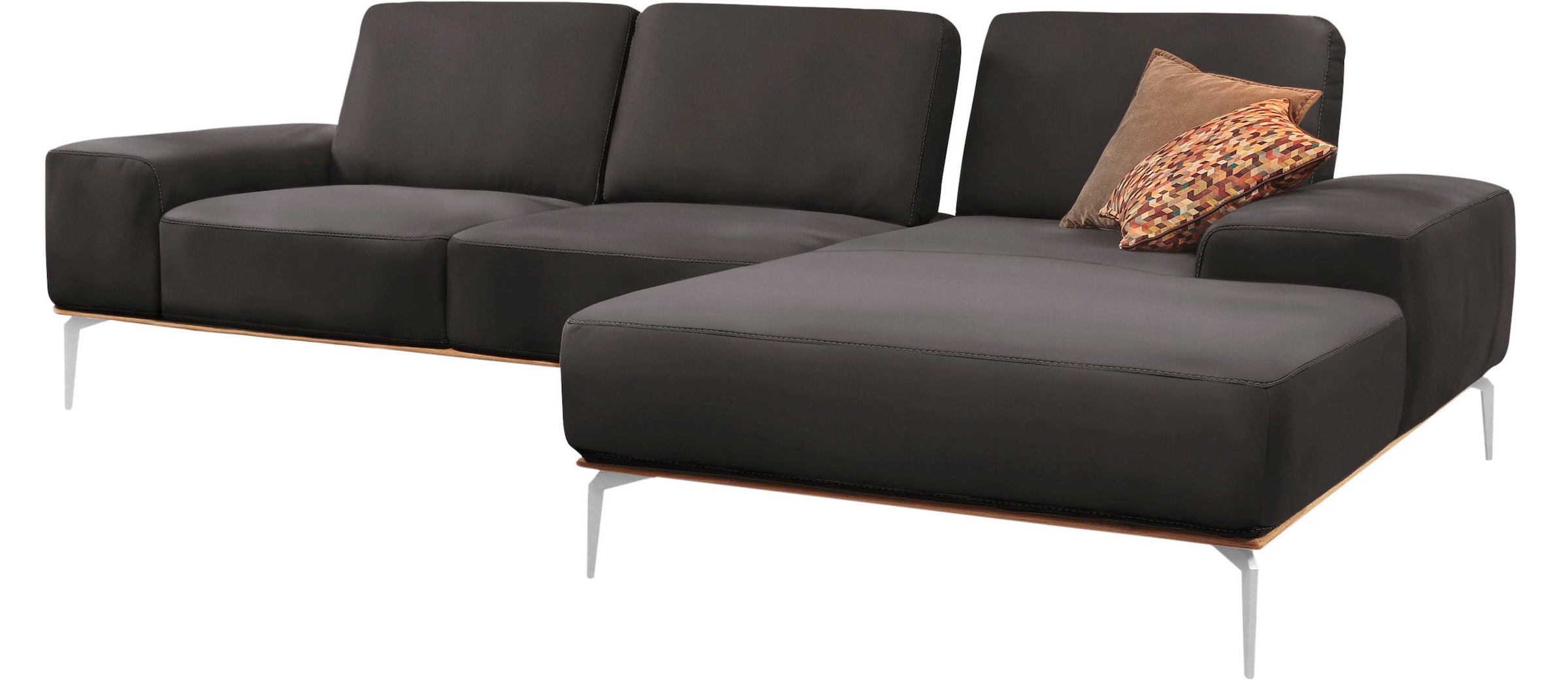 W.SCHILLIG Ecksofa »run, Designsofa, bequem, L-Form«, mit elegantem Holzsockel, Füße in Chrom glänzend, Breite 299 cm