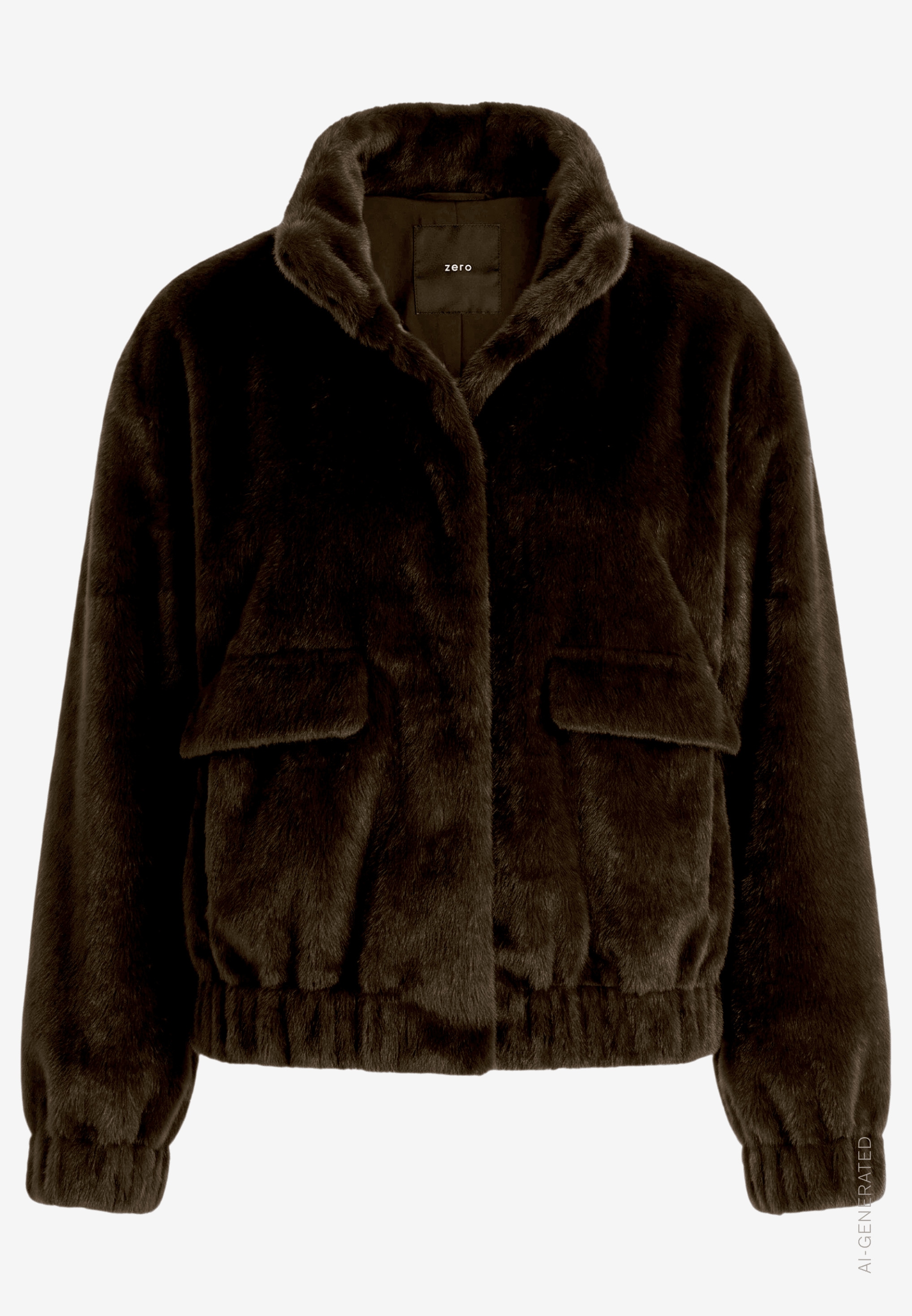 Zero Plüschjacke ohne Kapuze mit Taschenklappen
