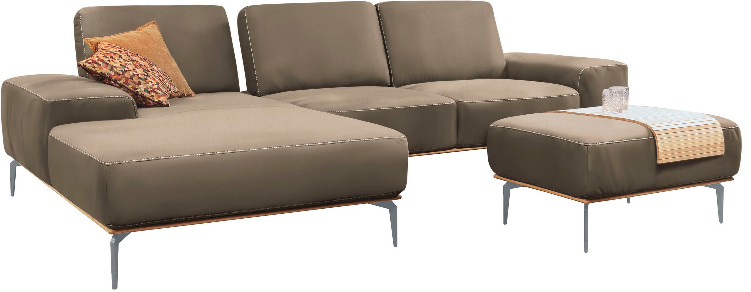 W.SCHILLIG Polsterhocker »run«, mit elegantem Holzsockel, Füße in Silber matt, Breite 75 cm