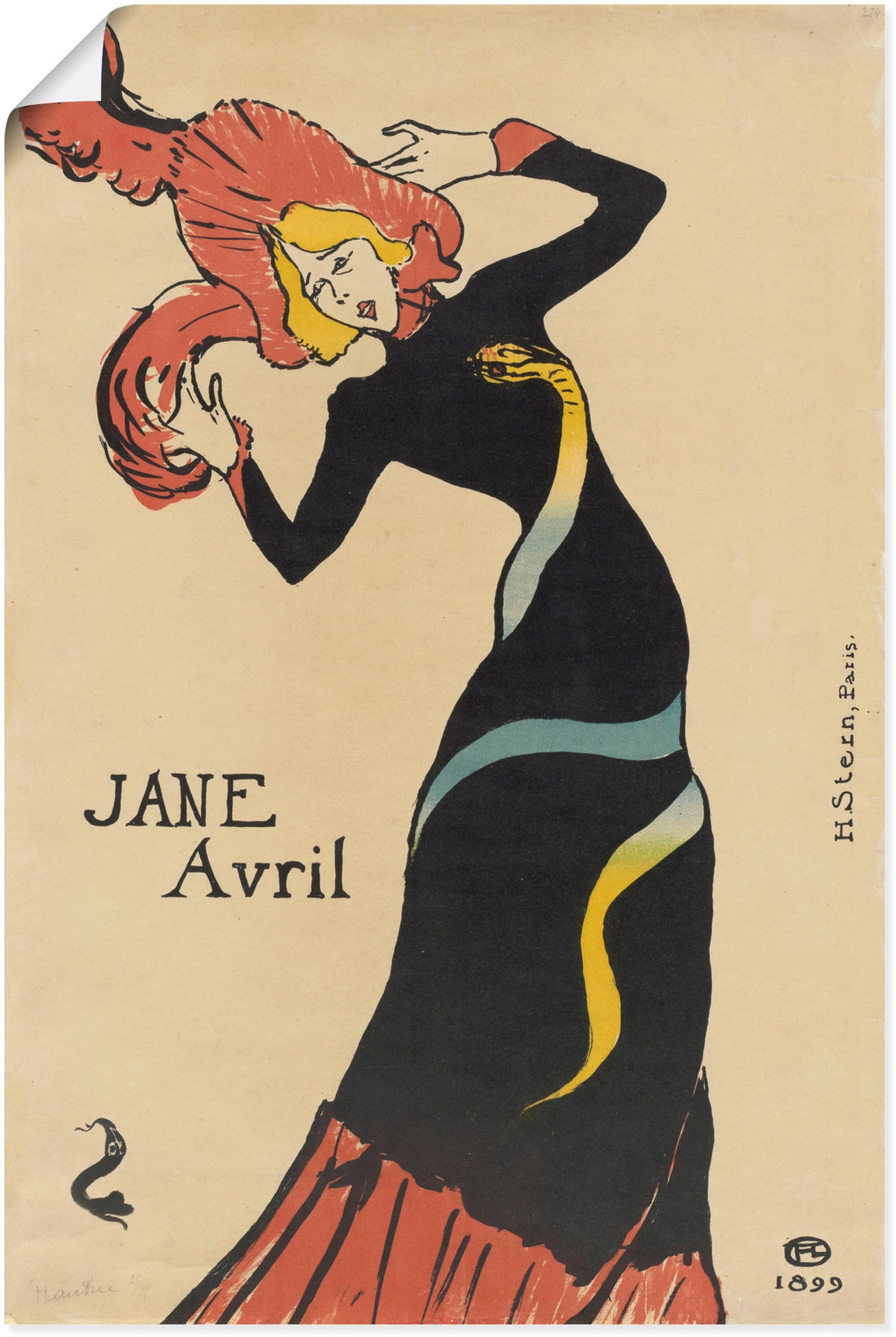 Kunstdruck »Jane Avril (Plakat). 1899«, Ausstellungsplakate, (1 St.), als Alubild,...