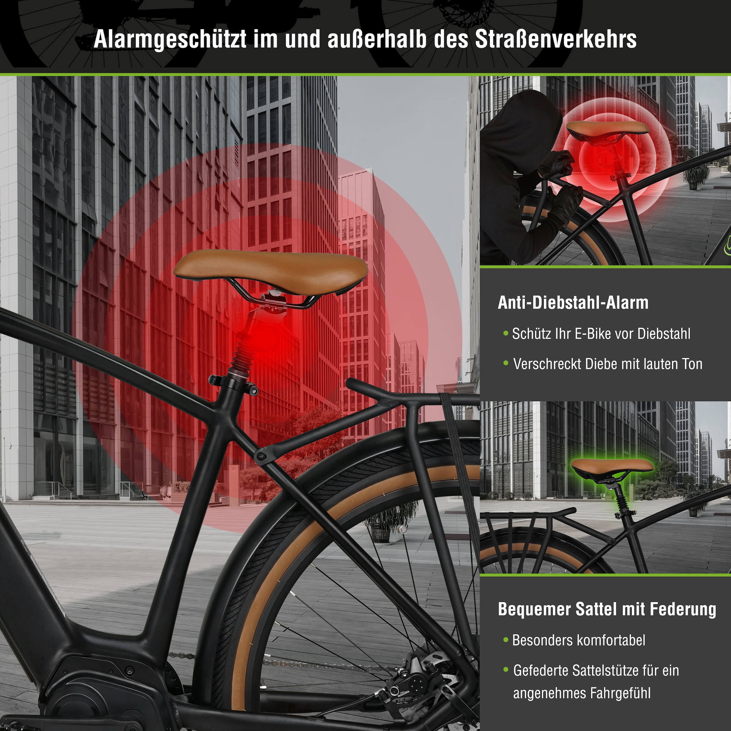 SachsenRad »S8« 10 Gang Magura Shimano Deore Schaltwerk Kettenschaltung Mittelmotor 250 W TFT Farb-LCD-Display, Fahrmodus Pedelec, 
LED-Frontlicht