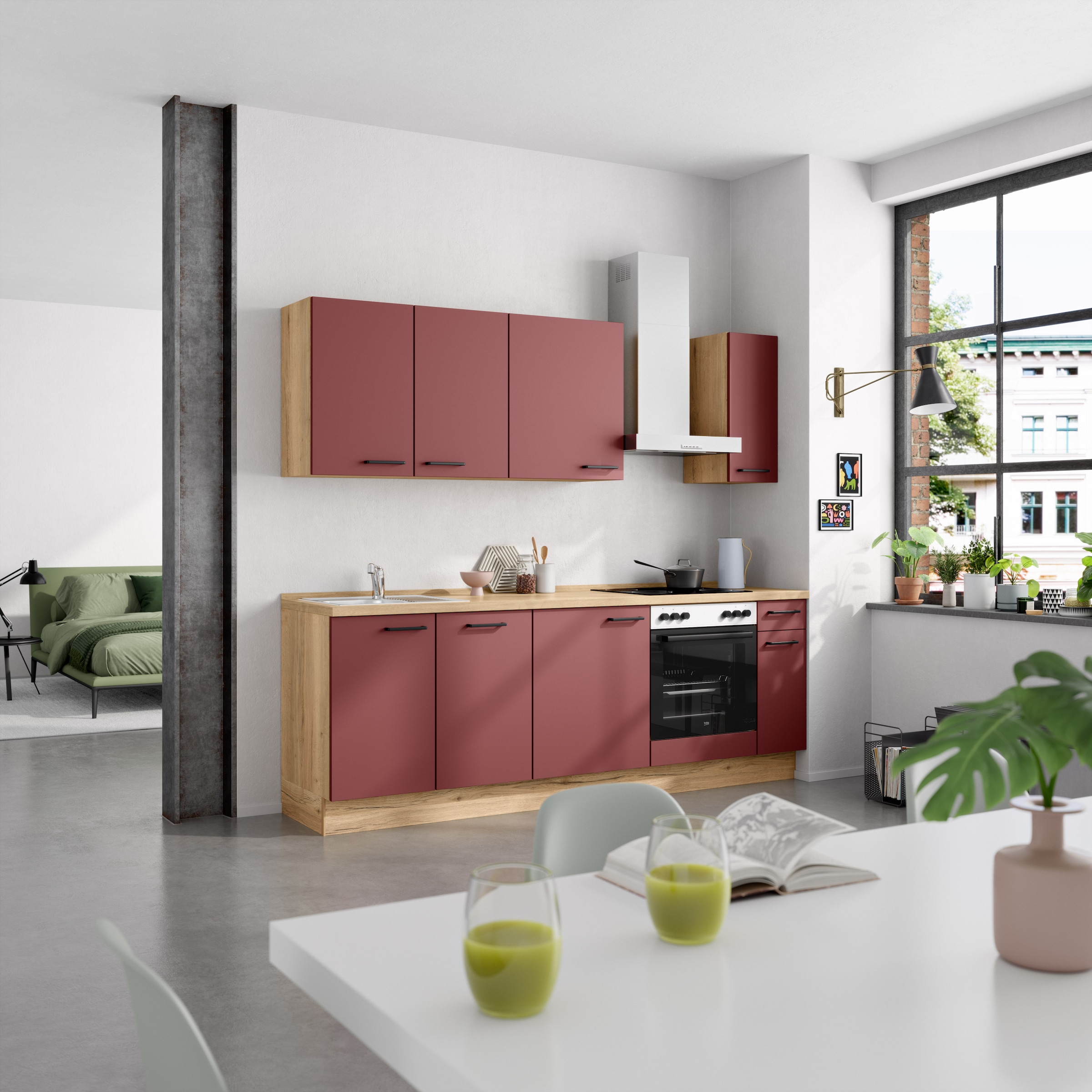 nobilia® Küchenzeile »"Easytouch I"«, vormontiert, Ausrichtung wählbar, Breite 240 cm, wahlw. mit E-Geräten