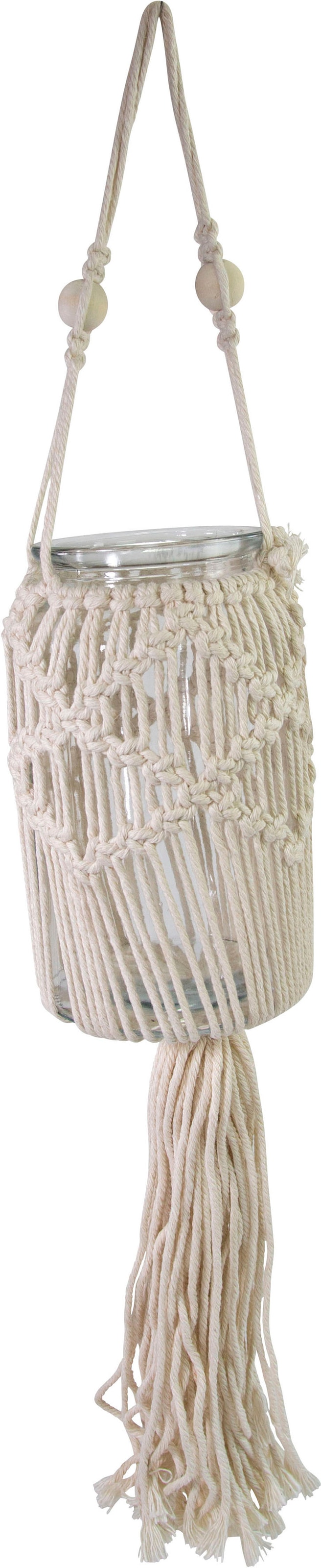 Timbers Hängewindlicht »Kerzenhalter Eulonia zum 10,5 cm Ø kaufen und aus Hängen«, Glas Baumwolle, online (1 Makramee, St.)