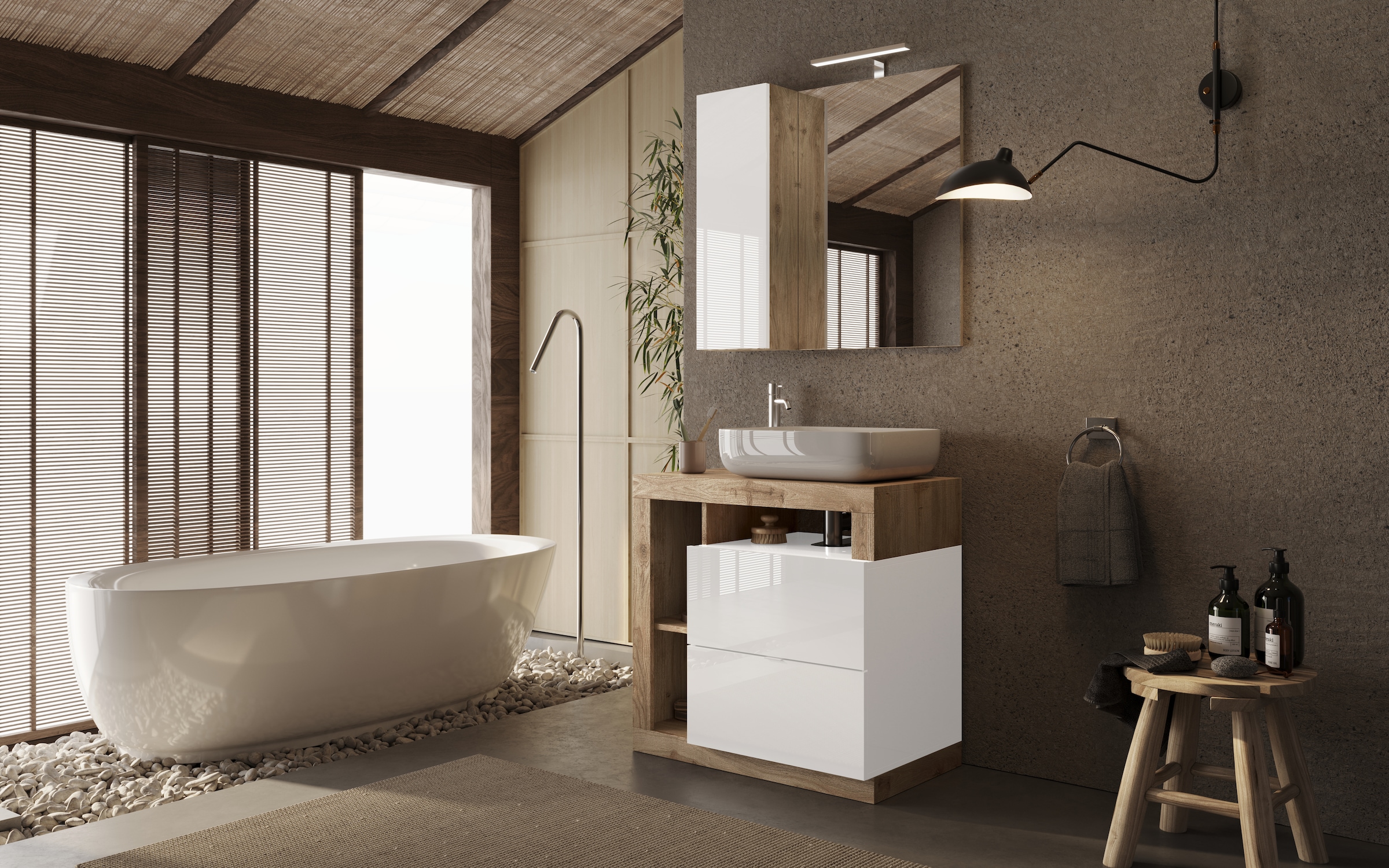 welltime Waschtisch »Hamburg« 2 Schubkästen, Breite 79 cm, Soft-Close, inkl. Keramik-Aufsatzbecken