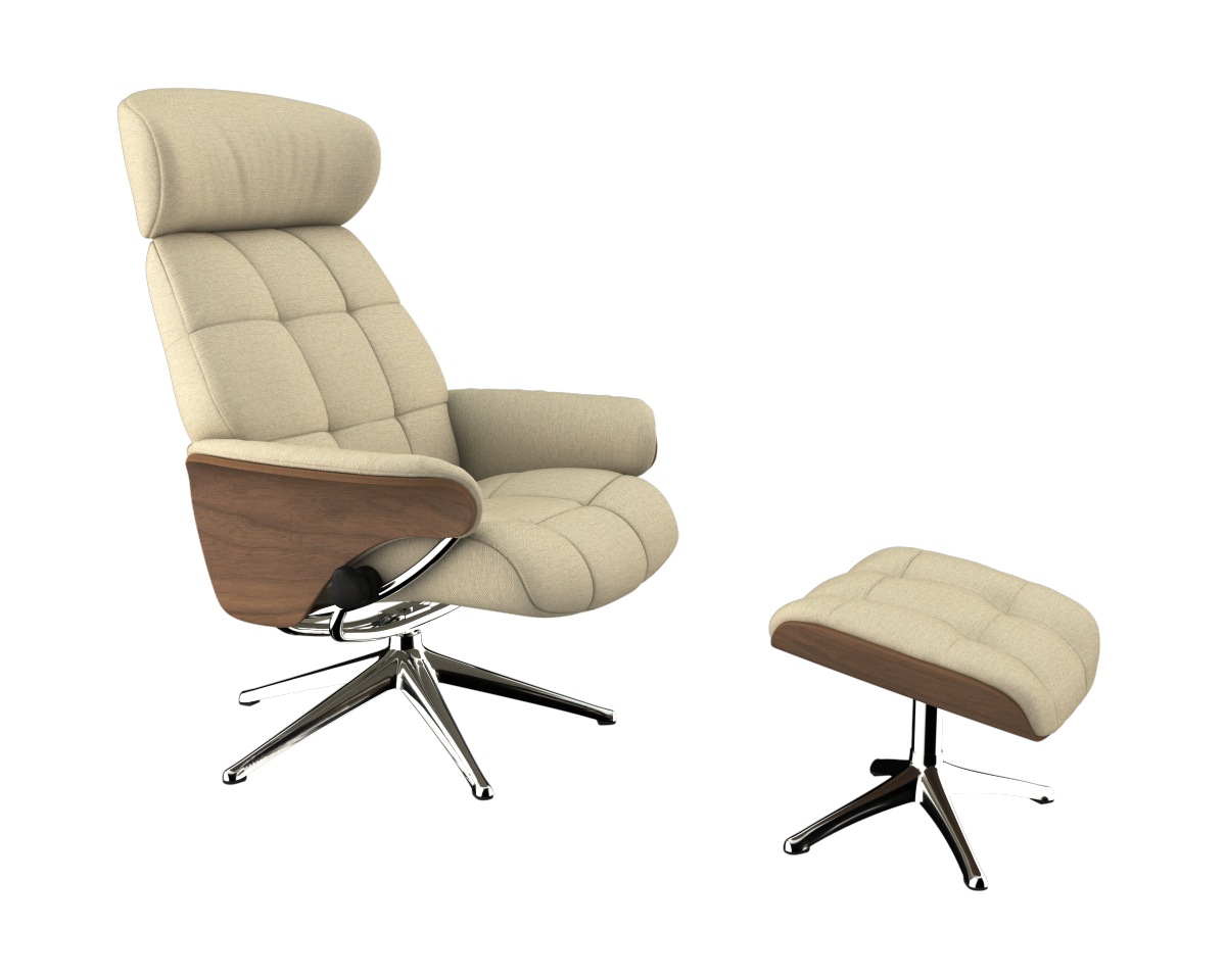 FLEXLUX Relaxsessel »Skagen Funktionsessel, Polstersessel, Armlehne, TV-Fernsehsessel«, Rücken- und Kopfteilverstellung, Fuß Alu, Armlehne Eiche, Drehbar