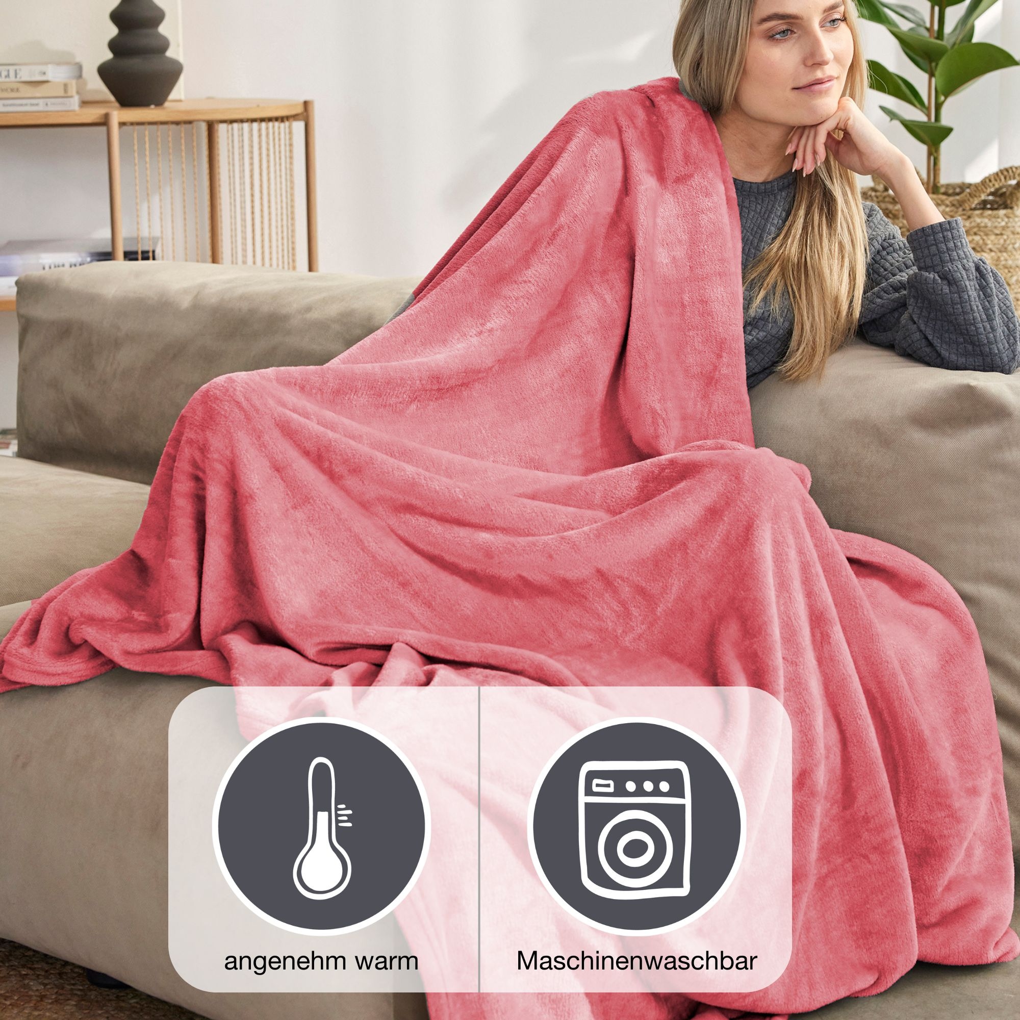 IBENA Wohndecke »Uni Fleecedecke Olbia«, einfarbig schick, Kuscheldecke