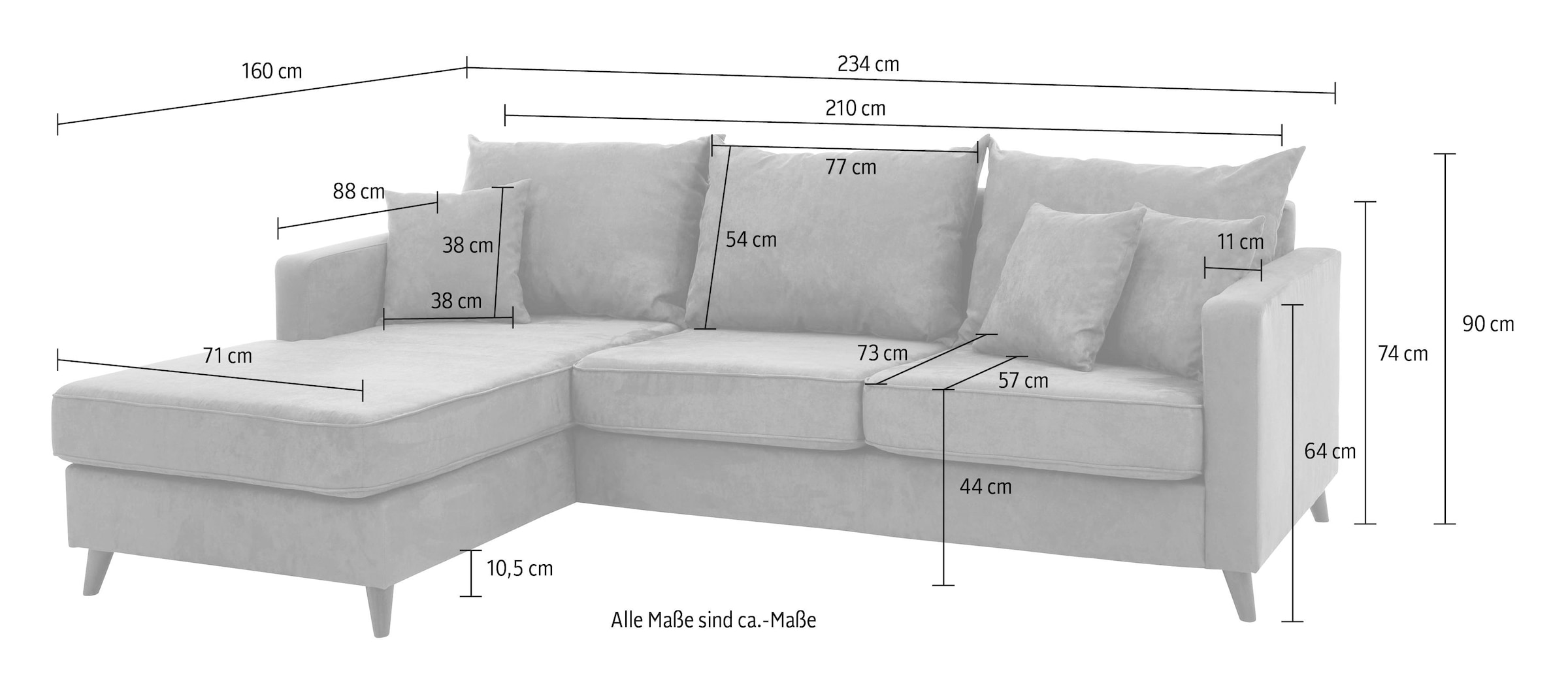 Guido Maria Kretschmer Home&Living Ecksofa »Renesse L-Form«, lose Kissen, Keder an Sitzkissen