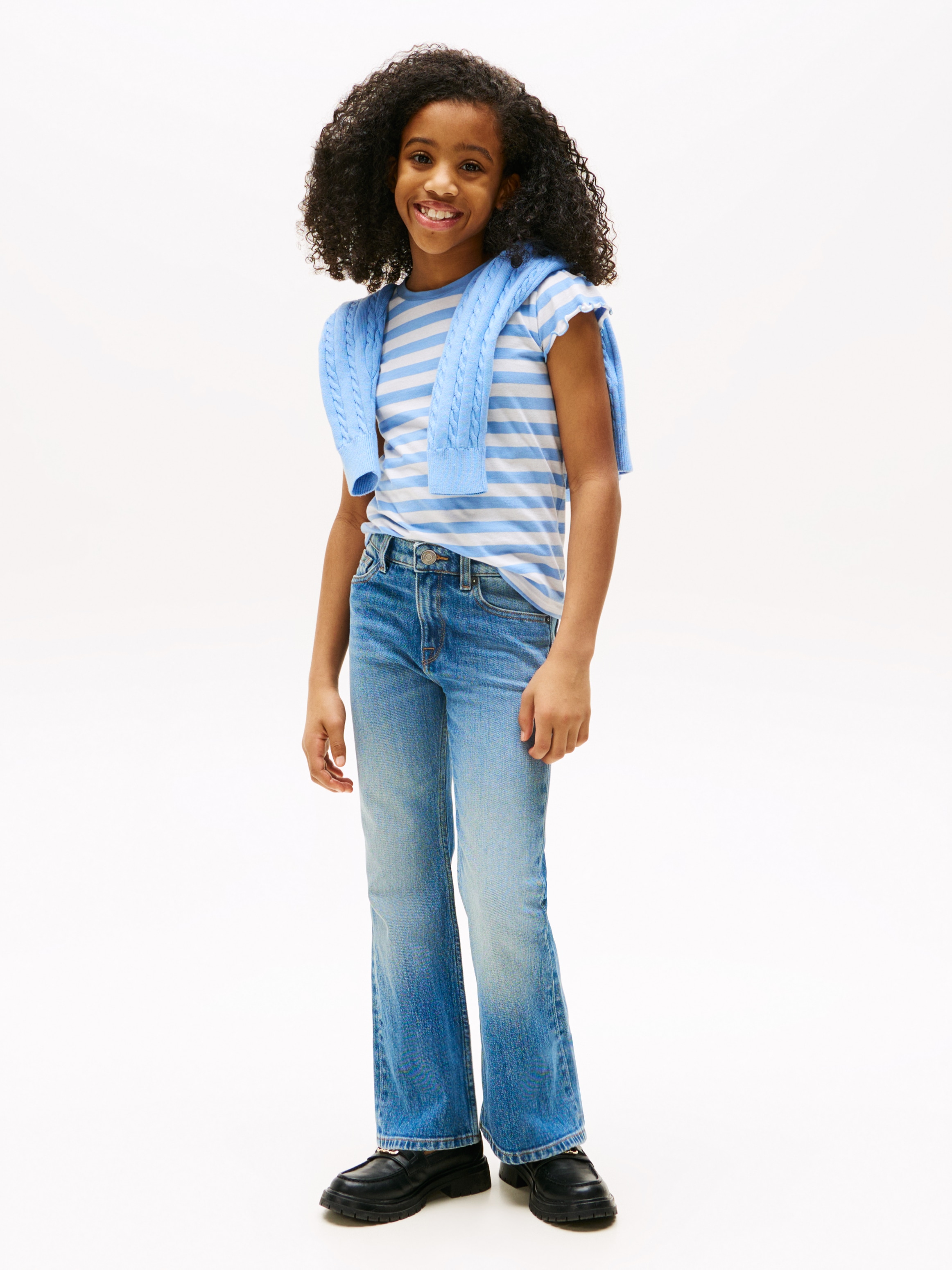 Tommy Hilfiger T-Shirt »ESSENTIAL STRIPE RUFFLE TOP SS« für Kinder bis 16 Jahre, mit gewellter Kante